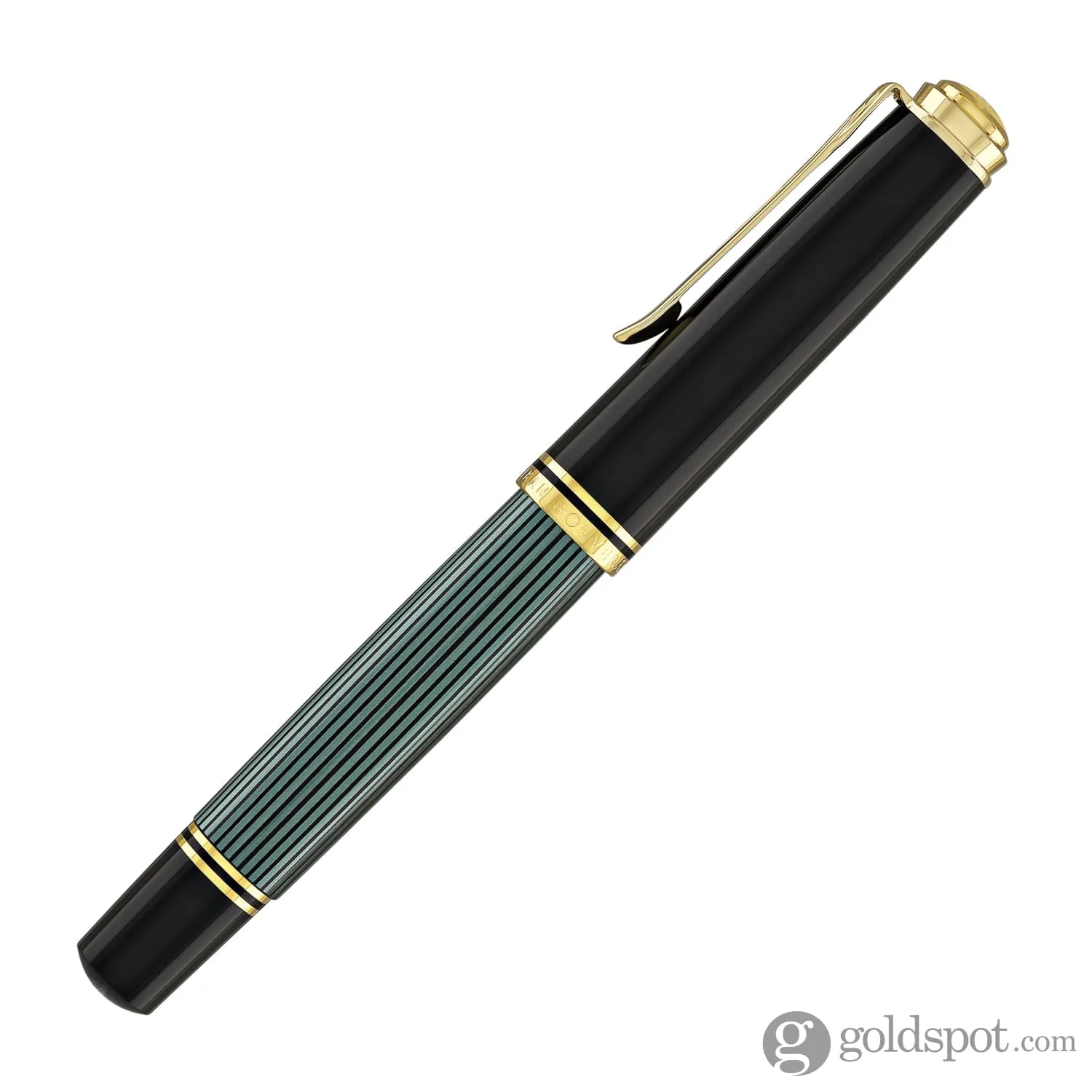 Pelikan Souveran M1000 Fountain Pen in Black & Green - 18K Gold Broad Point