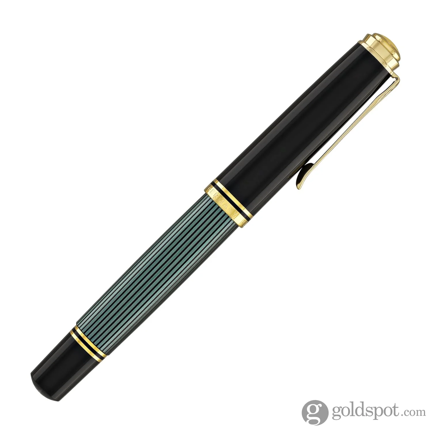 Pelikan Souveran M1000 Fountain Pen in Black & Green - 18K Gold Broad Point