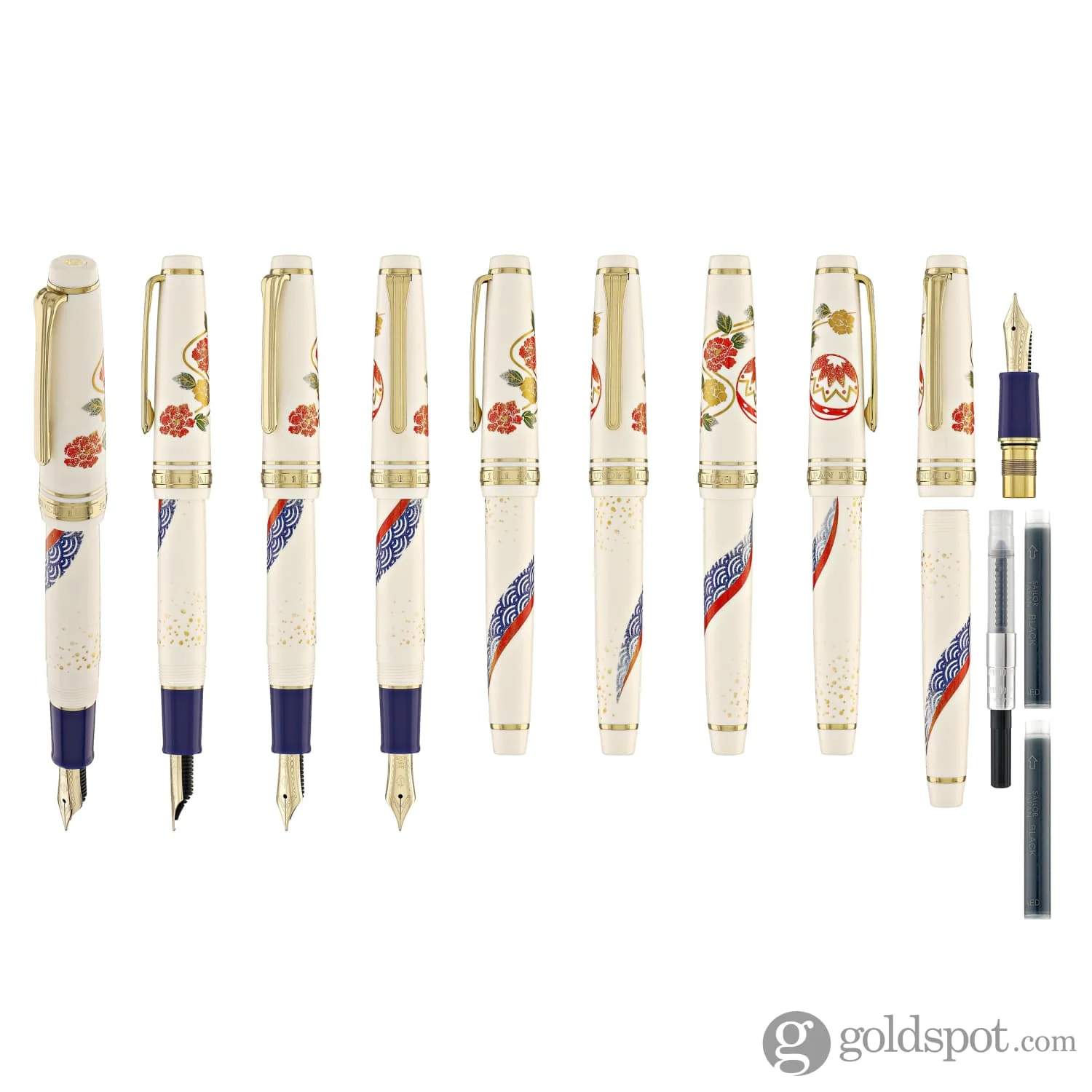 Sailor Professional Gear Slim 'Kimono' Fountain Pen in Happiness with Gold IP - 14K Gold