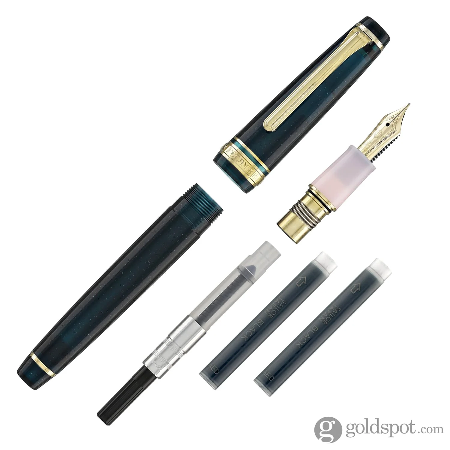 Sailor Pro Gear Slim Shikiori Sansui Fountain Pen in Summer - "Komakusa" with Gold Trim - Medium Fine Point