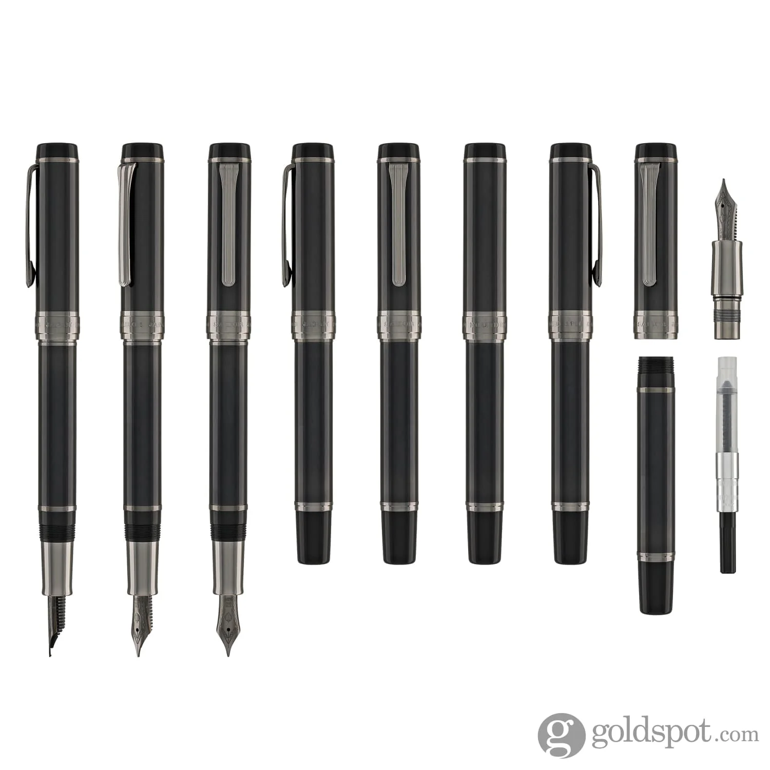 Sailor Cylint Fountain Pen in Black Stainless Steel - 21kt Gold Nib