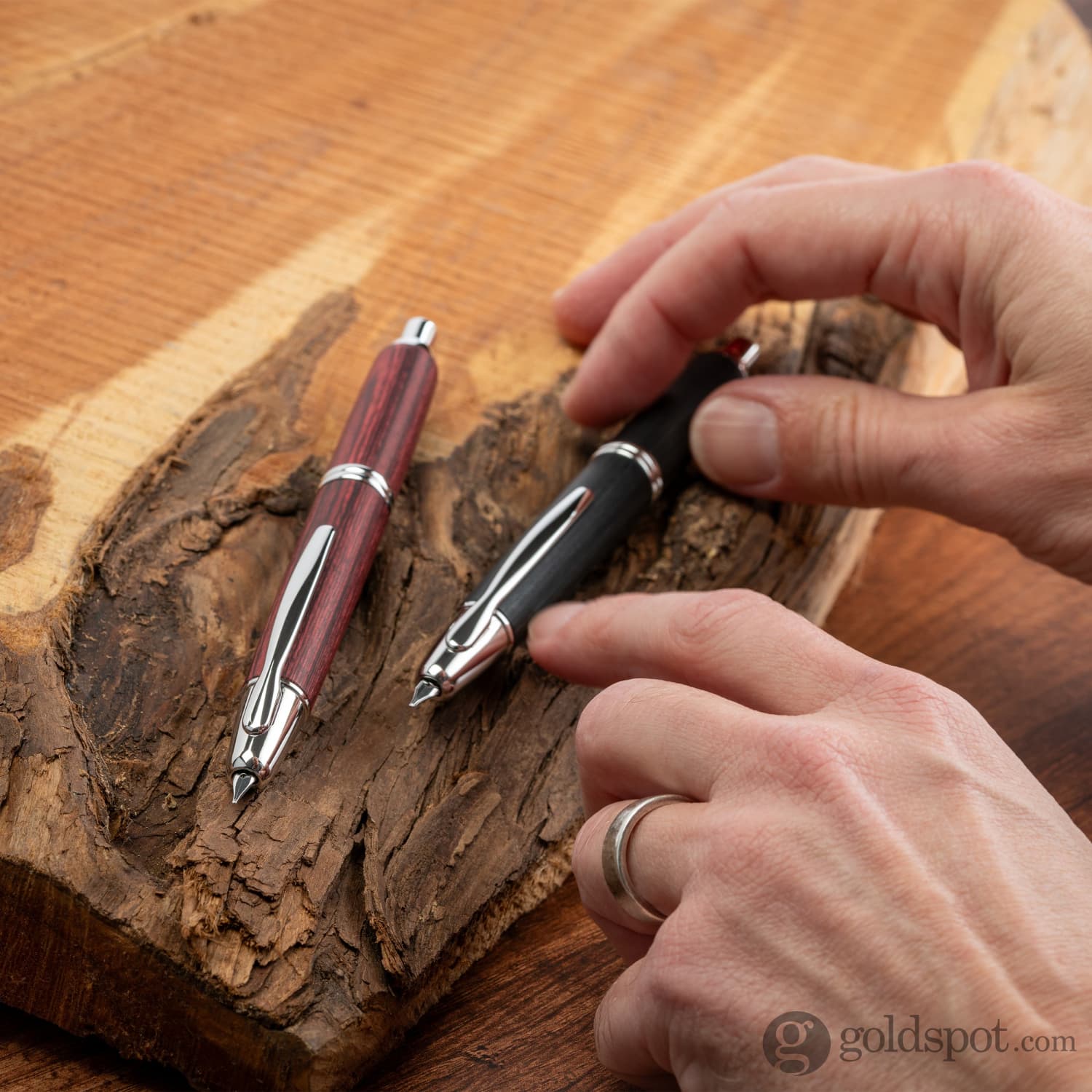 Pilot Vanishing Point Fountain Pen in Birchwood Black - 18K Gold