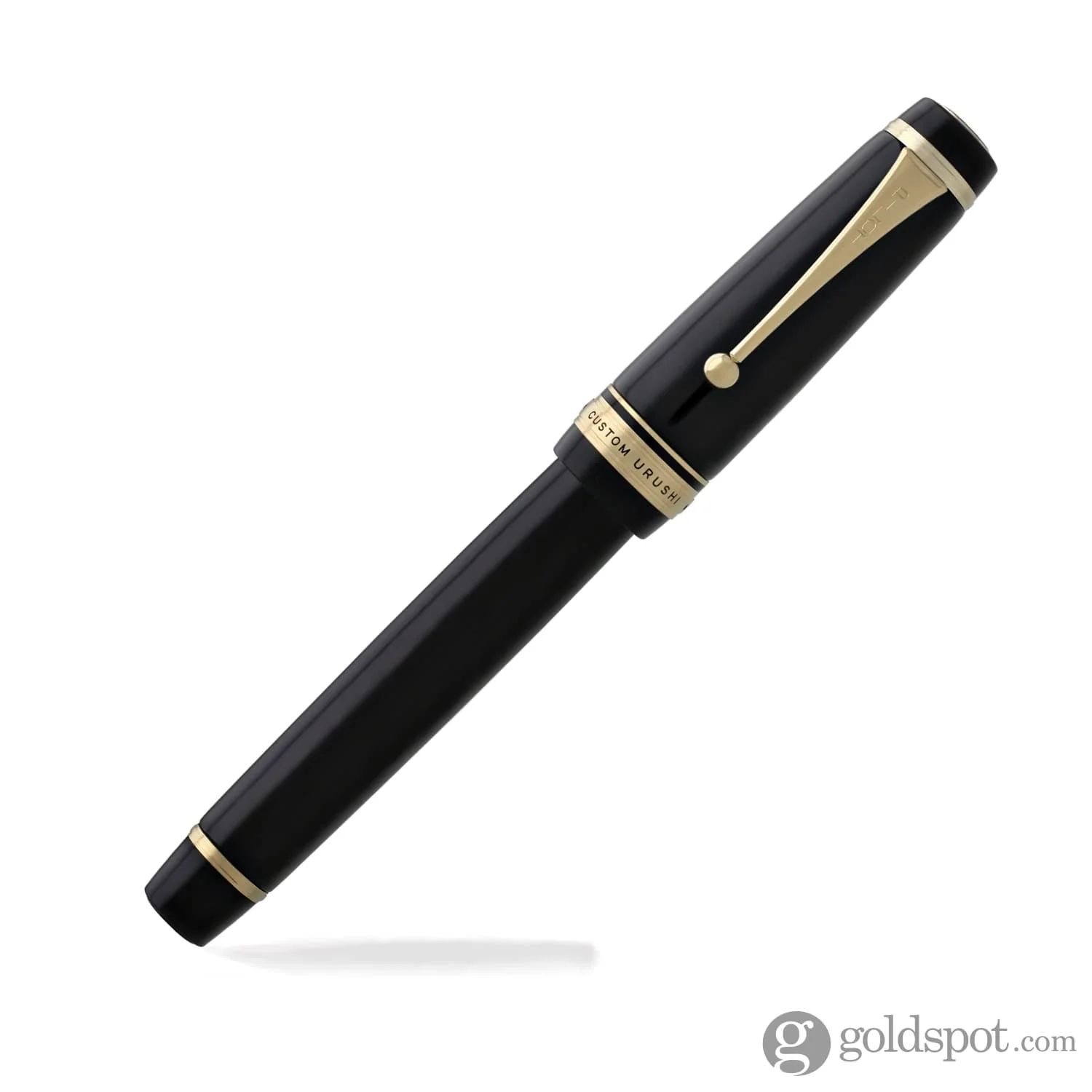 Pilot Custom Urushi Fountain Pen in Black & Gold Trim - 18K Gold