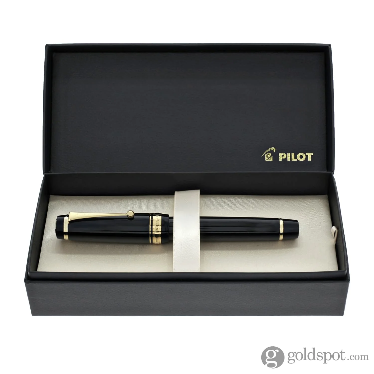 Pilot Custom Urushi Fountain Pen in Black & Gold Trim - 18K Gold