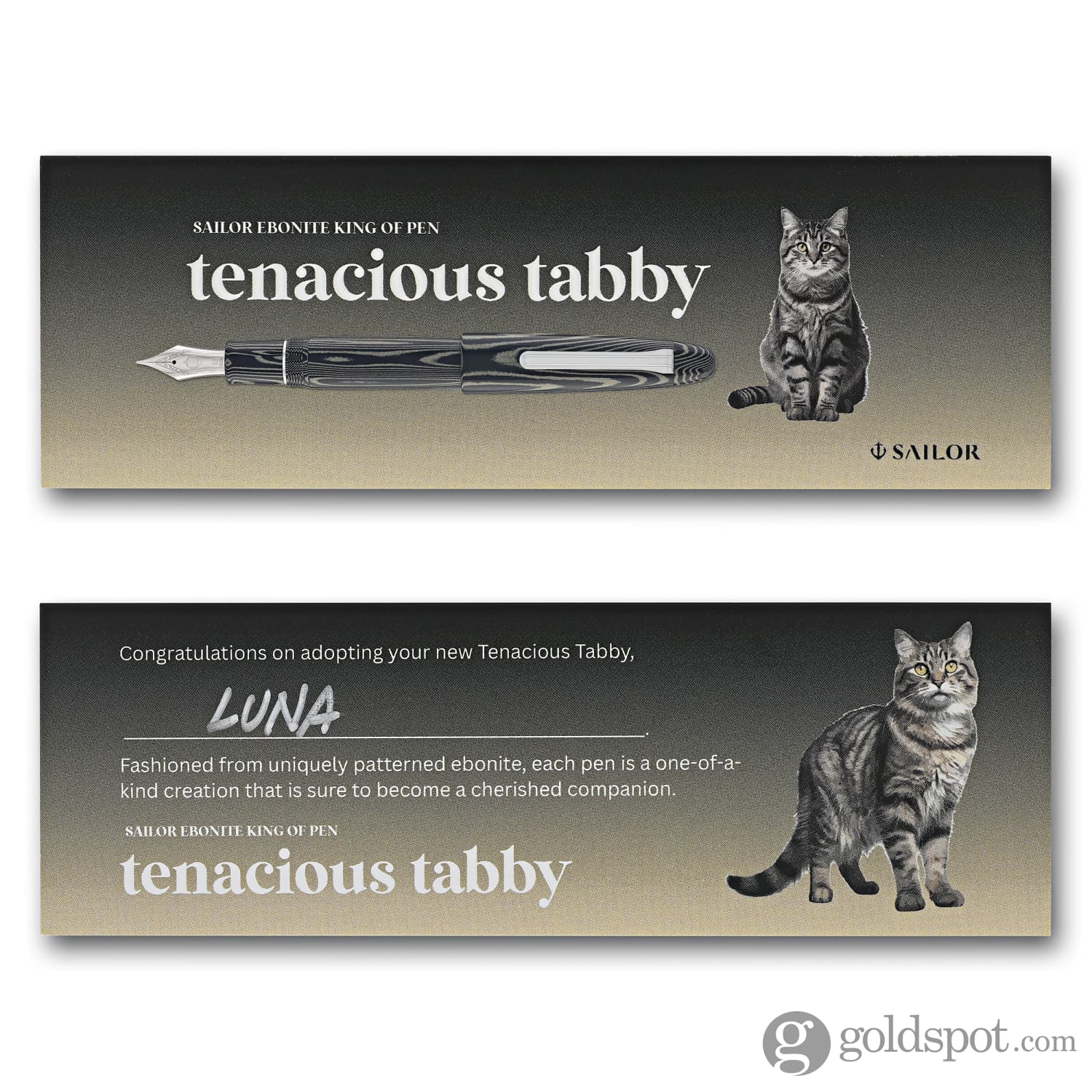 5871-sailor-1911-king-of-pens-fountain-pen-in-ebonite-tenacious-tabby-21k-gold-10.jpg Sailor 1911 King of Pens Fountain Pen in Ebonite "Tenacious Tabby" - 21K Gold