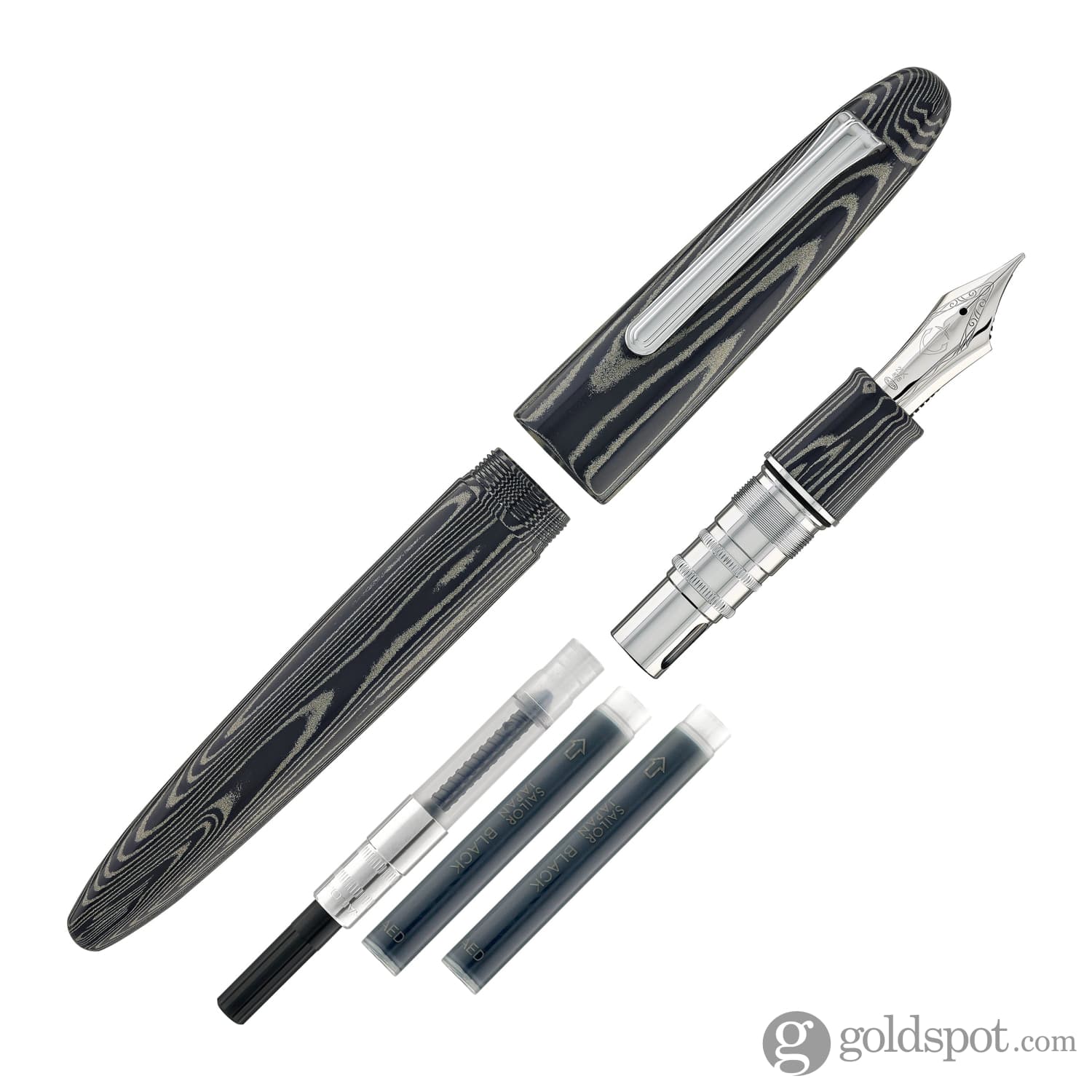5871-sailor-1911-king-of-pens-fountain-pen-in-ebonite-tenacious-tabby-21k-gold-8.jpg Sailor 1911 King of Pens Fountain Pen in Ebonite "Tenacious Tabby" - 21K Gold