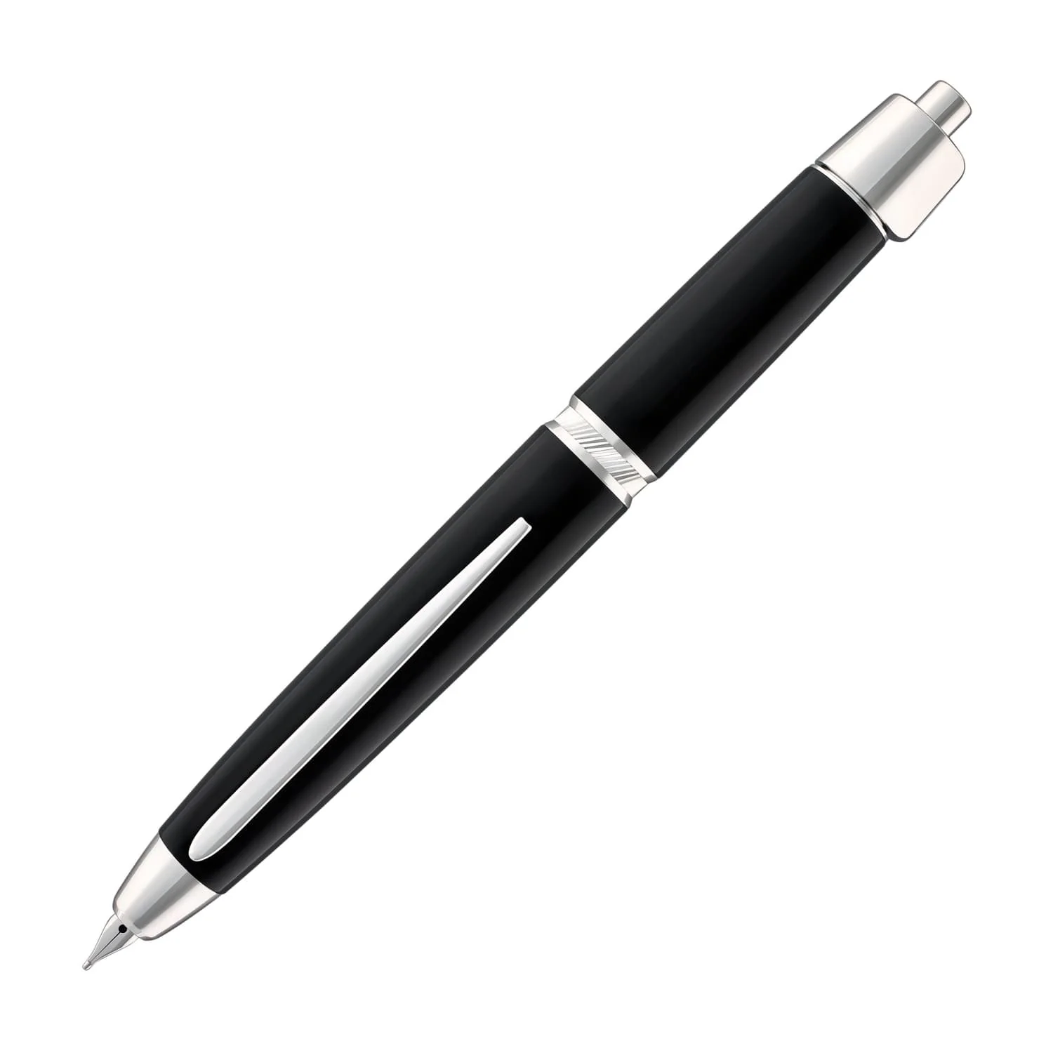 5917-pilot-vanishing-point-ls-fountain-pen-in-black-with-rhodium-silver-trim-1.webp Pilot Vanishing Point LS Fountain Pen in Black with Rhodium Silver Trim