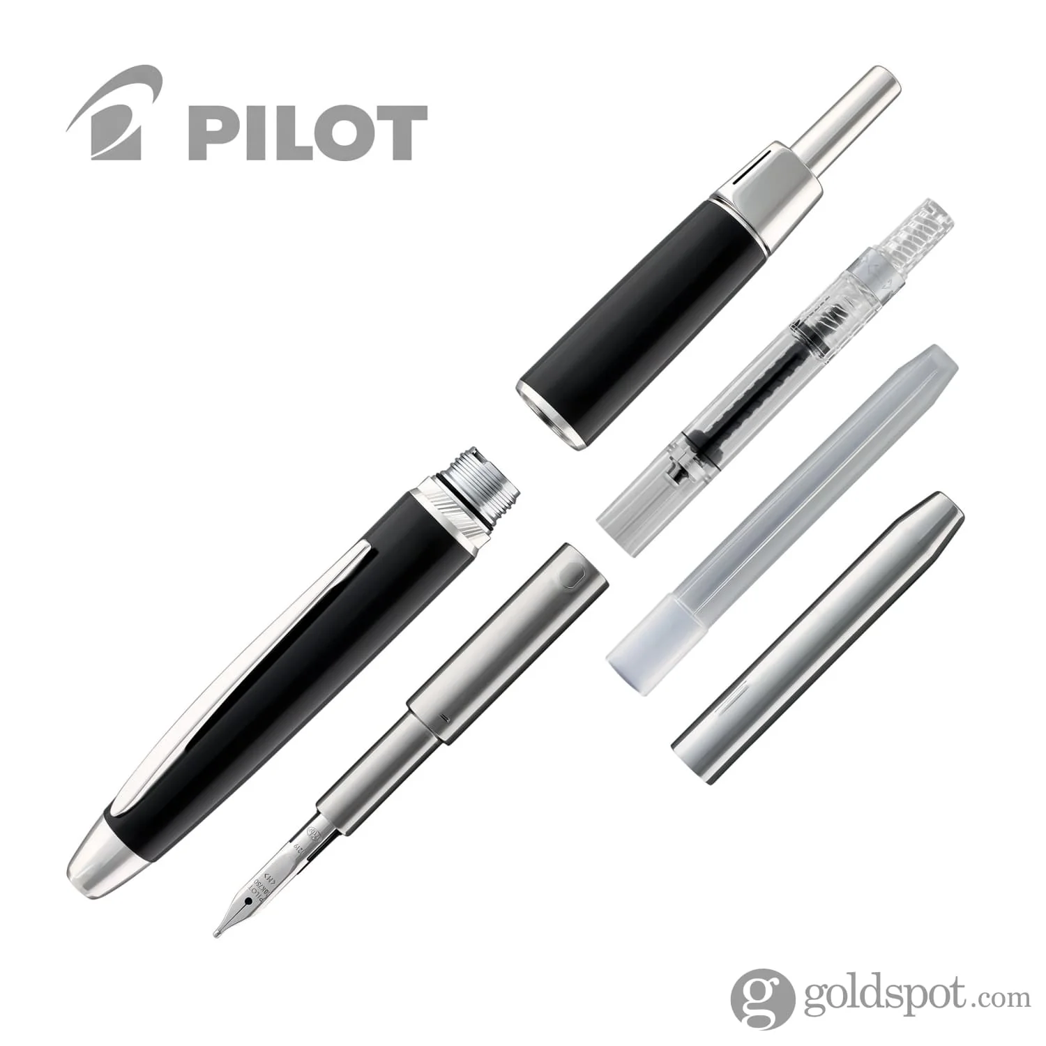 Pilot Vanishing Point LS Fountain Pen in Black with Rhodium Silver Trim