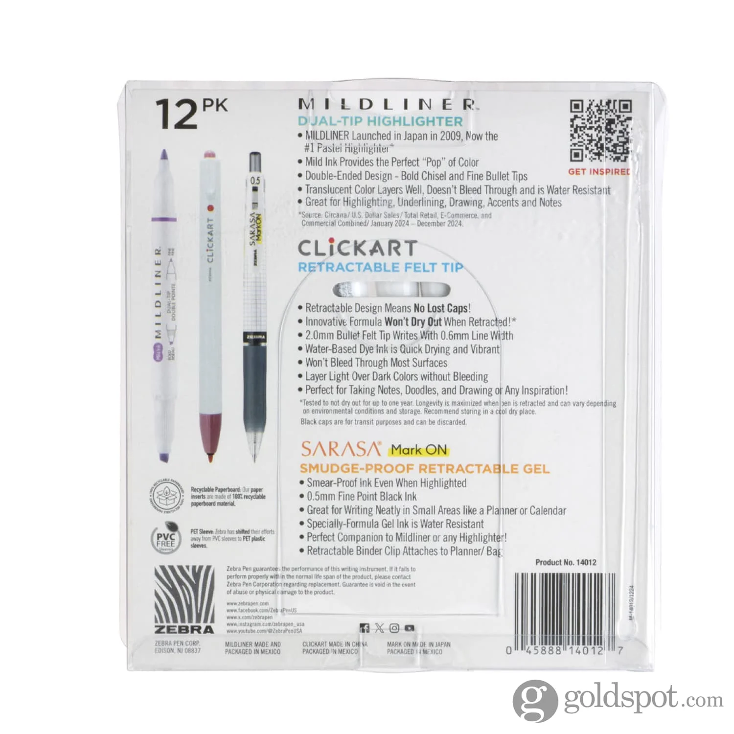 Zebra Journaling Set in Assorted Colors - Pack of 12