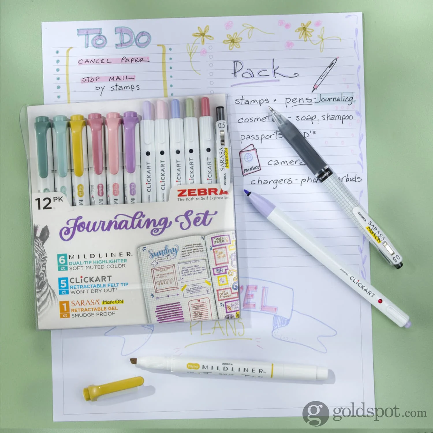 Zebra Journaling Set in Assorted Colors - Pack of 12