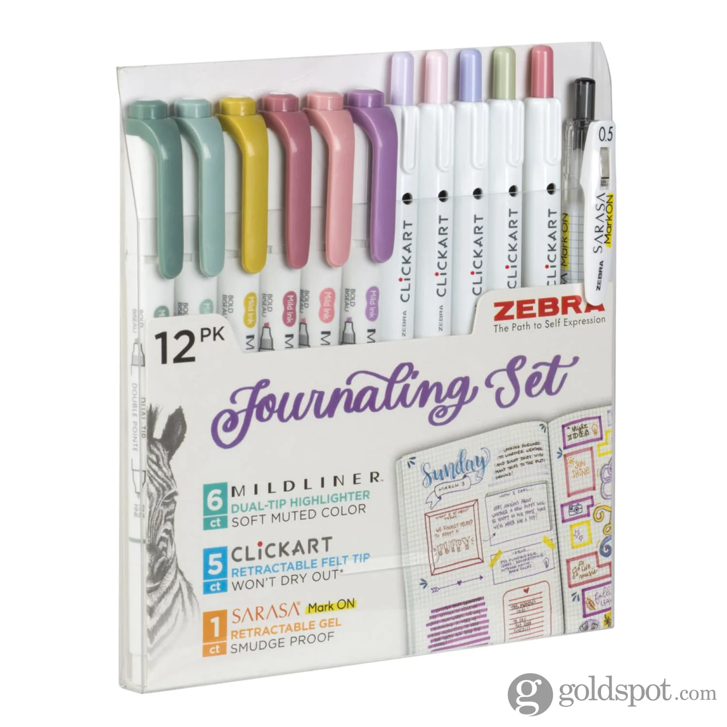 Zebra Journaling Set in Assorted Colors - Pack of 12
