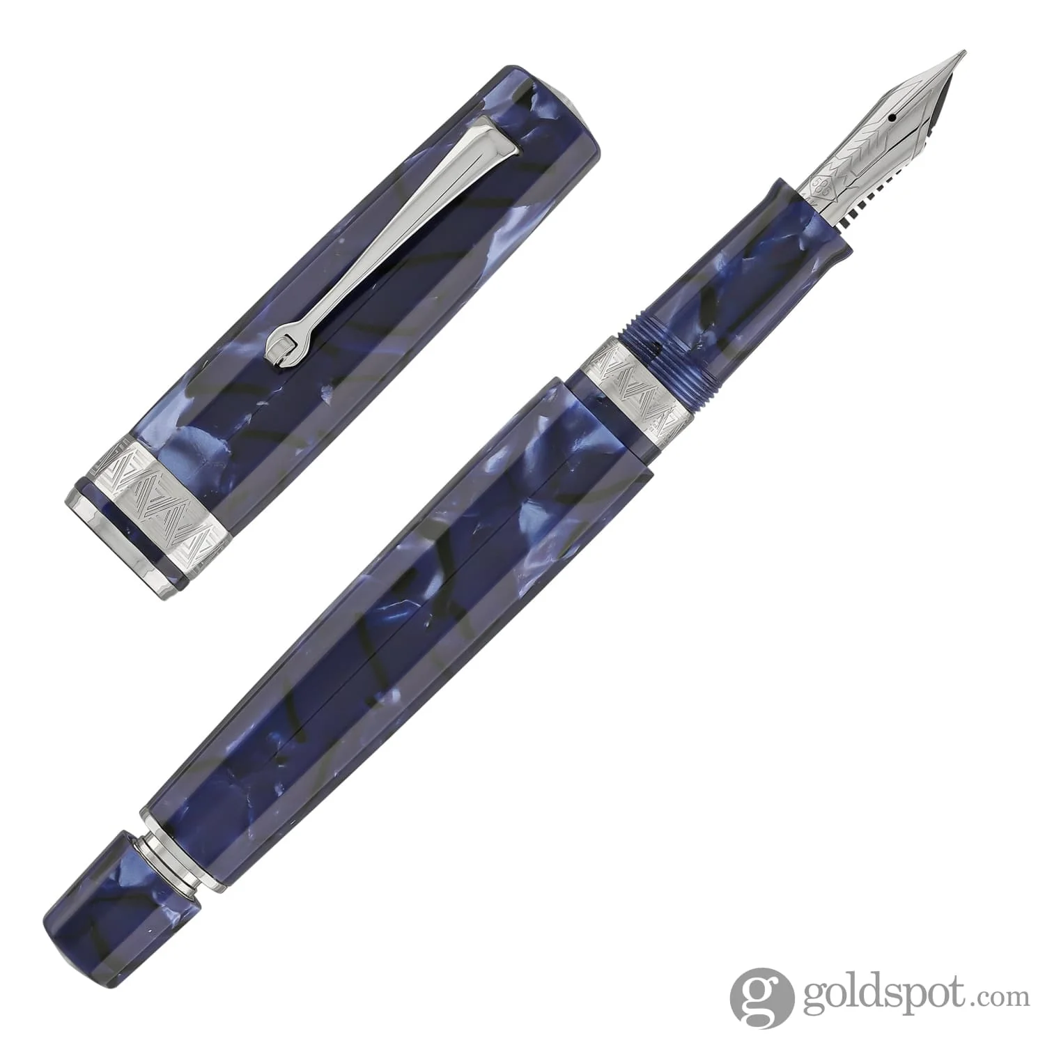 Omas Paragon Fountain Pen in Blue Royale with Silver Trim