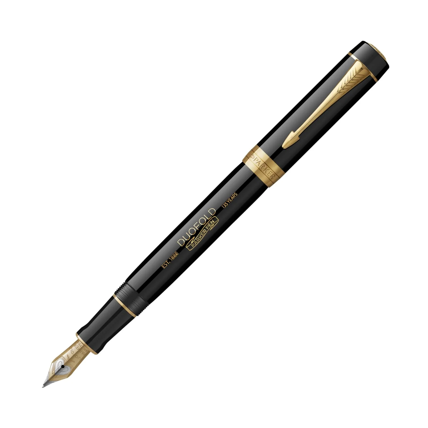 5954-parker-duofold-135th-anniversary-centennial-fountain-pen-in-black-with-gold-trim-18k-gold-1.webp Parker Duofold 135th Anniversary Centennial Fountain Pen in Black with Gold Trim - 18K Gold