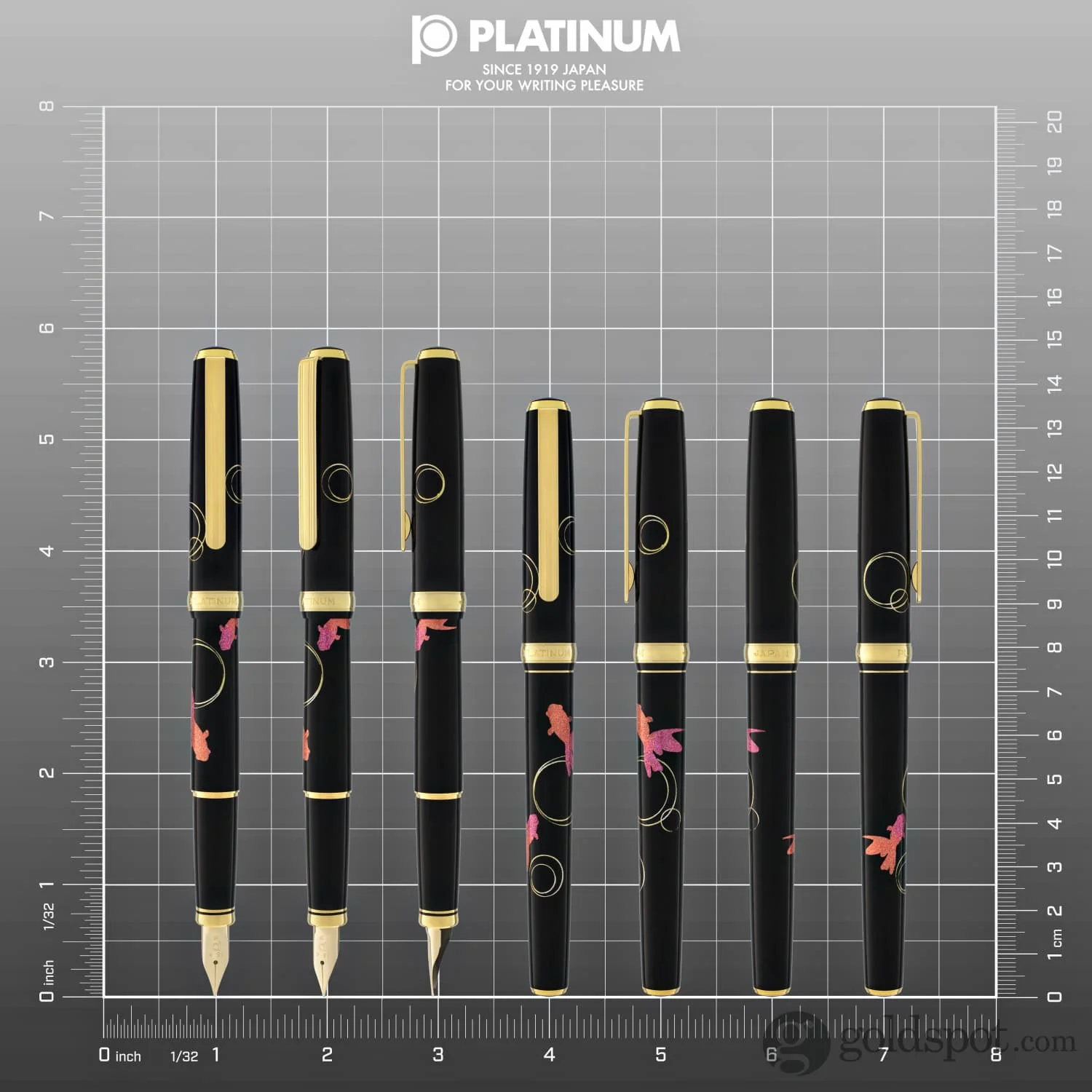 Platinum Classic Maki-e Fountain Pen in Gold Fish Design - 18K Gold
