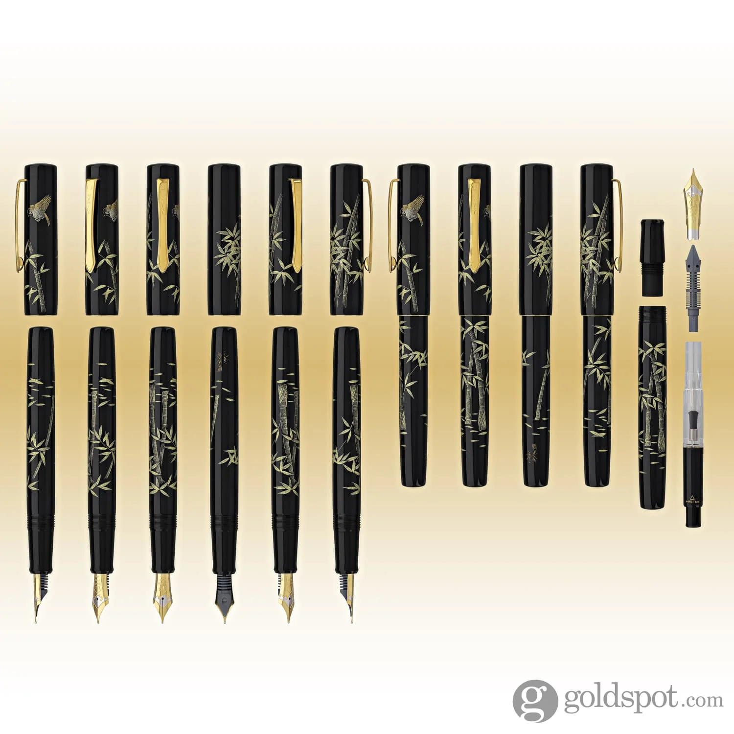 Namiki Chinkin Fountain Pen in Bamboo and Sparrow - 18K Gold