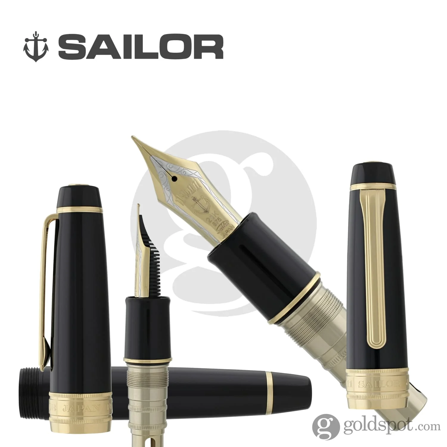 Sailor Pro Gear King of Pens Fountain Pen in Black with Gold Trim - 21K Gold