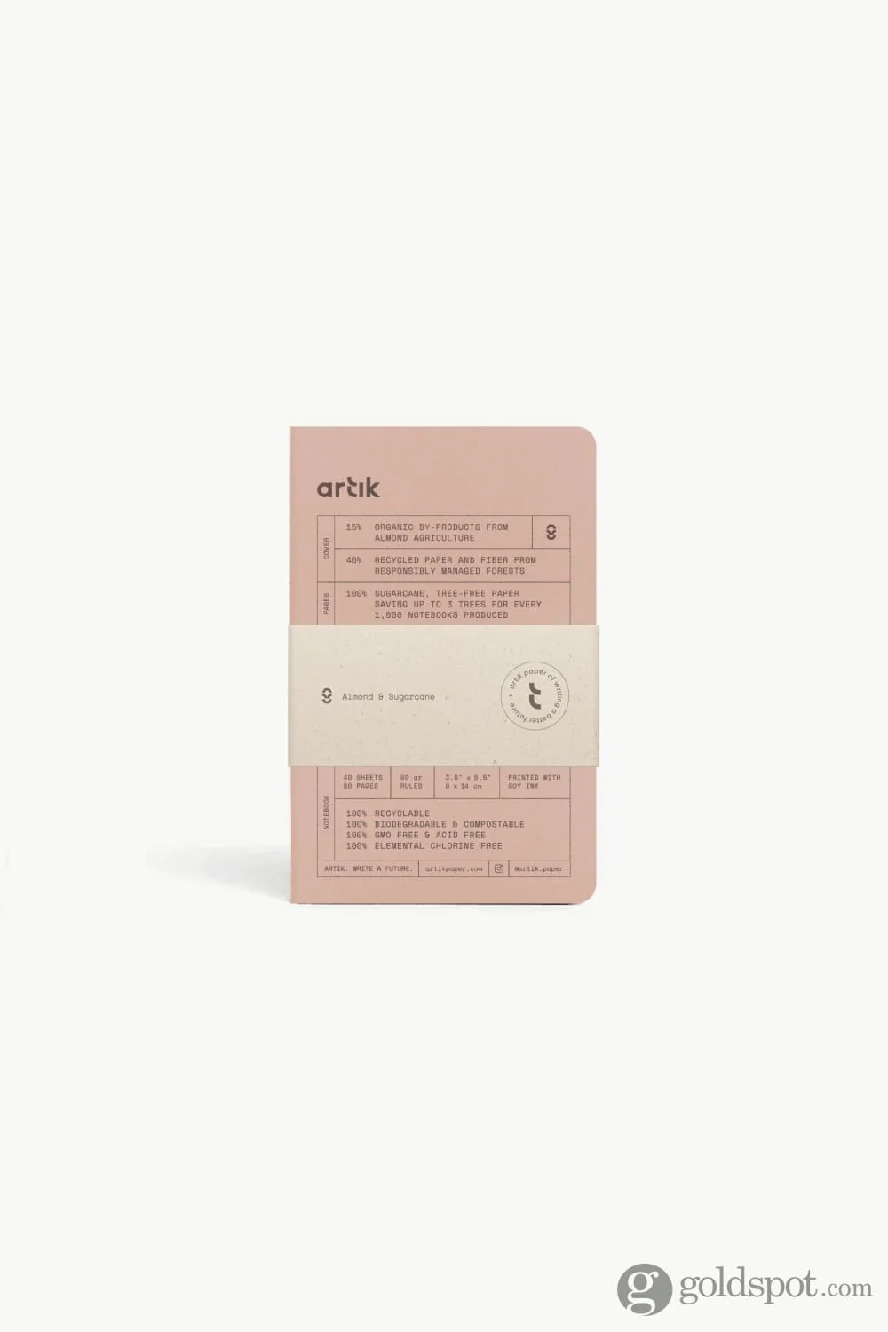 Artik Pack Of 3 Pocket Singer Sewn Notebooks in Almond