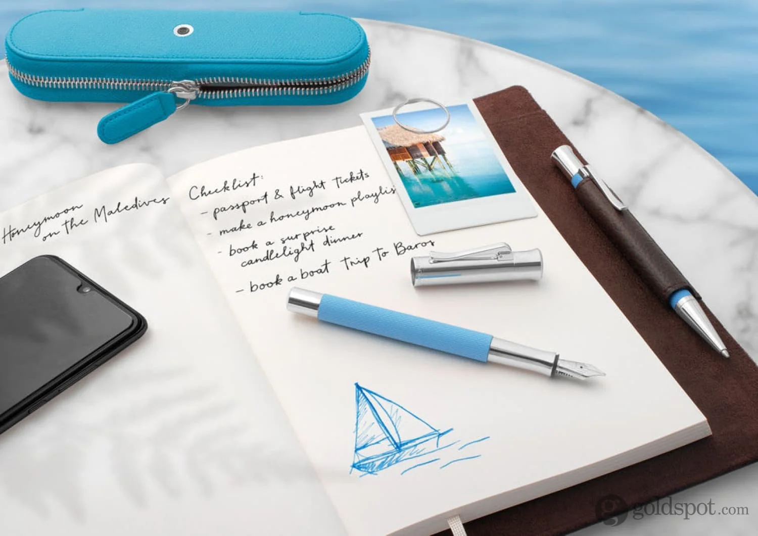 Faber-Castell Guilloche Fountain Pen in Gulf Blue