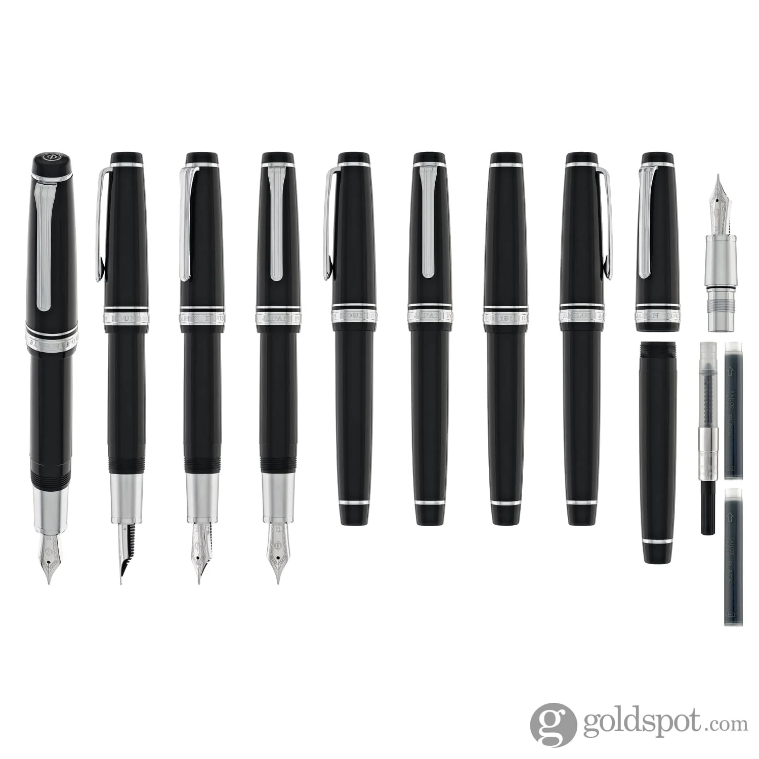 Sailor Pro Gear Standard Fountain Pen in Ginza Silver Matte Grip   21K Gold