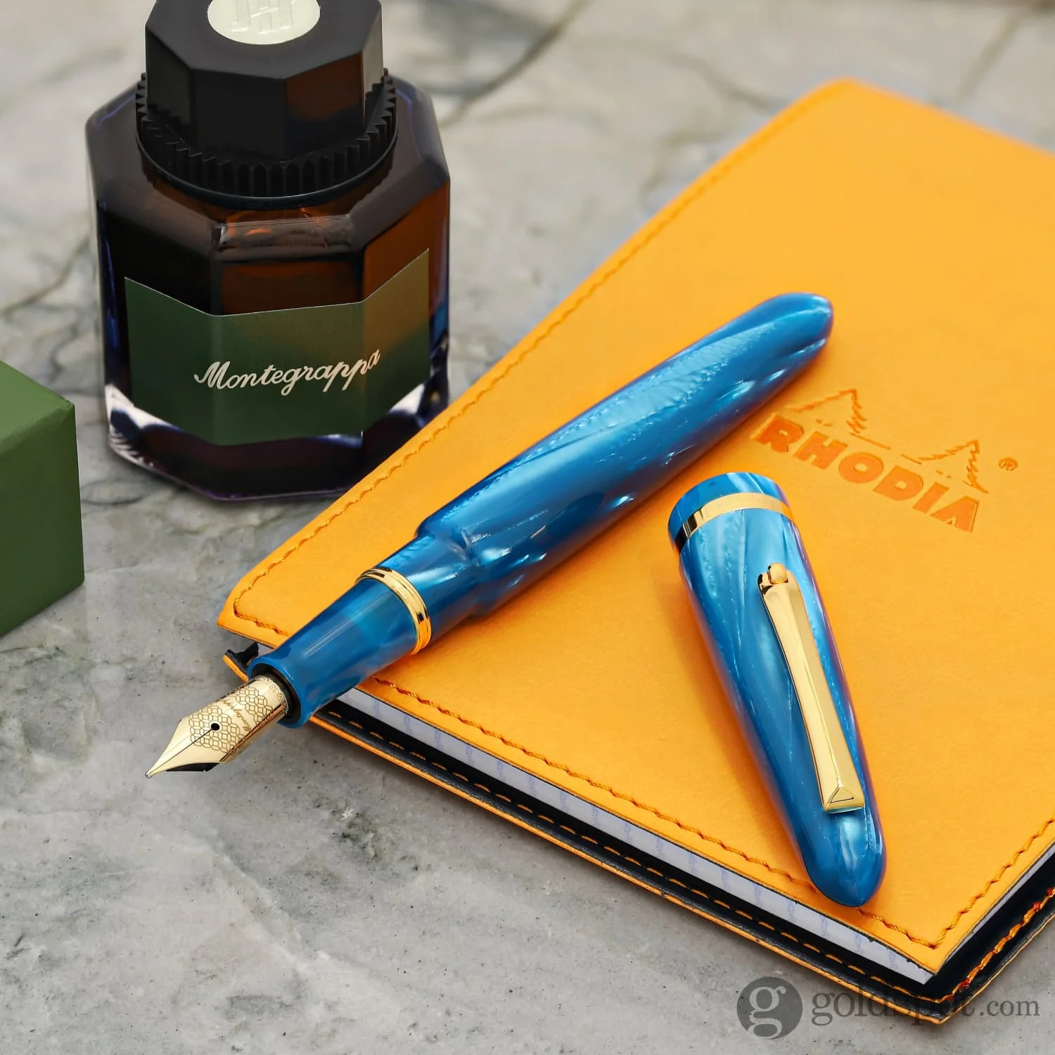 6203-montegrappa-venetia-fountain-pen-in-turquoise-celluloid-with-18kt-gold-nib-limited-edition-2.webp Montegrappa Venetia Fountain Pen in Turquoise Celluloid with 18kt gold nib - Limited Edition