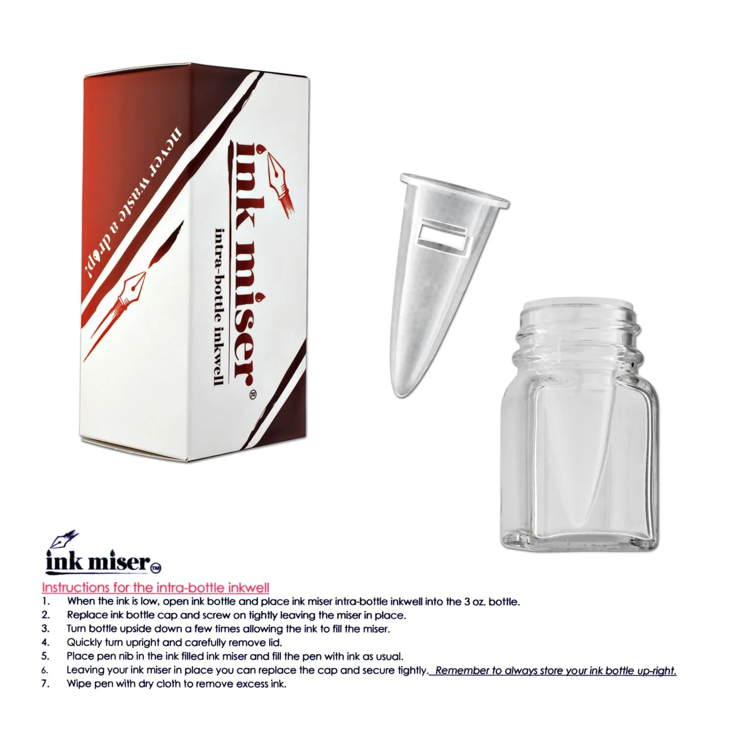 6391-ink-miser-intra-bottle-inkwell-in-clear-1.webp Ink Miser Intra Bottle Inkwell in Clear