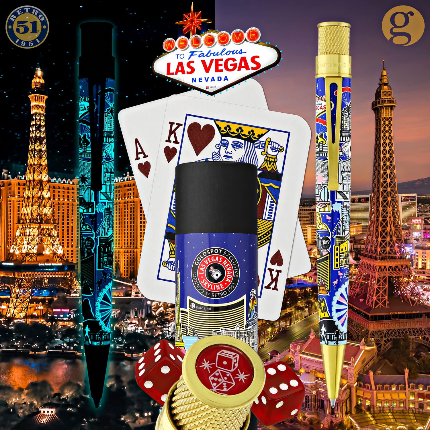 Retro 51  Goldspot Exclusive Tornado Rollerball Pen in Vegas Skyline - Limited Edition