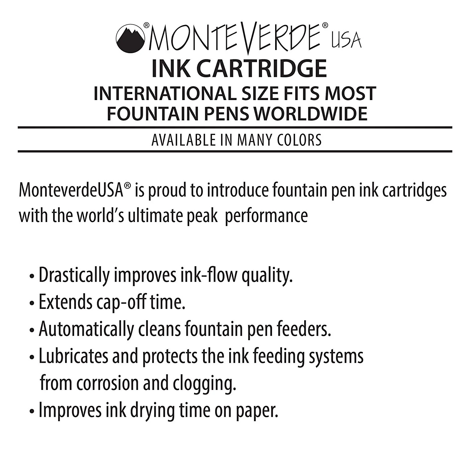 Monteverde Ink Cartridges International Size in Black - Pack of 6