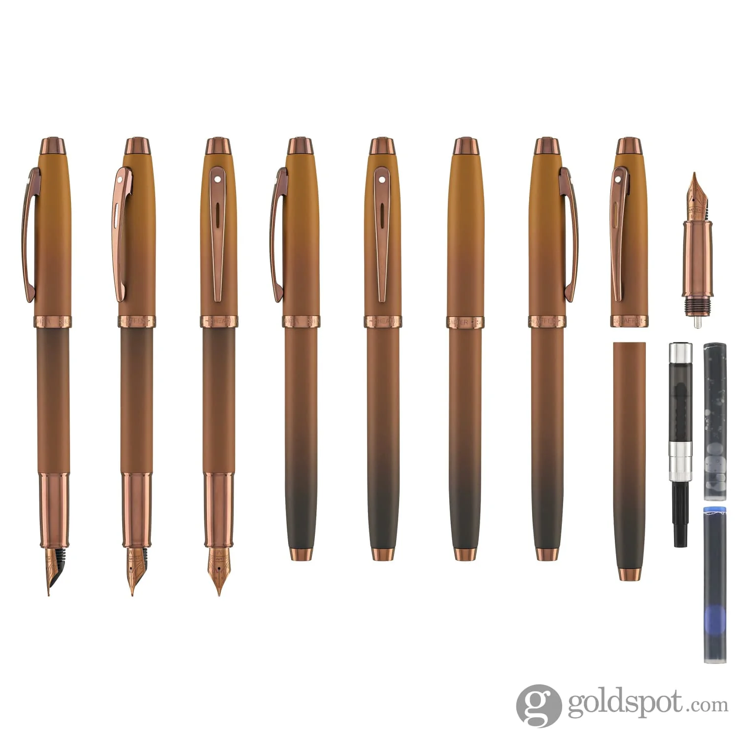 Sheaffer 100 Fountain Pen in Coffee Edition with PVD Rose Gold Trim