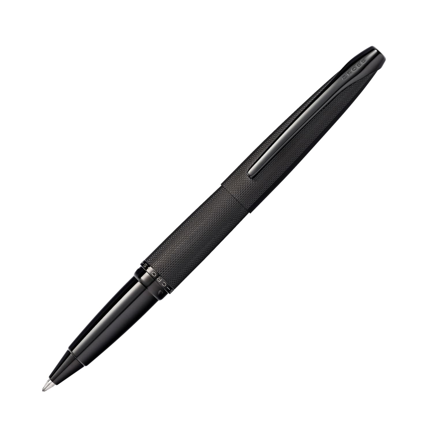 Cross ATX Rollerball Pen in Brushed Black PVD with Etched Diamond Pattern