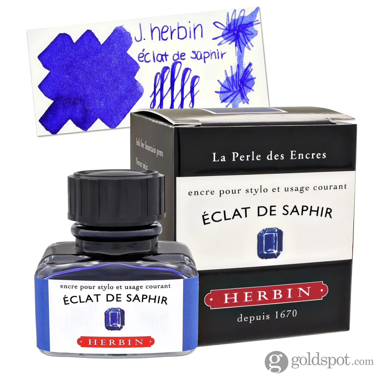 J. Herbin Eclat de Saphir (Sapphire Blue) Bottled Ink and Cartridges