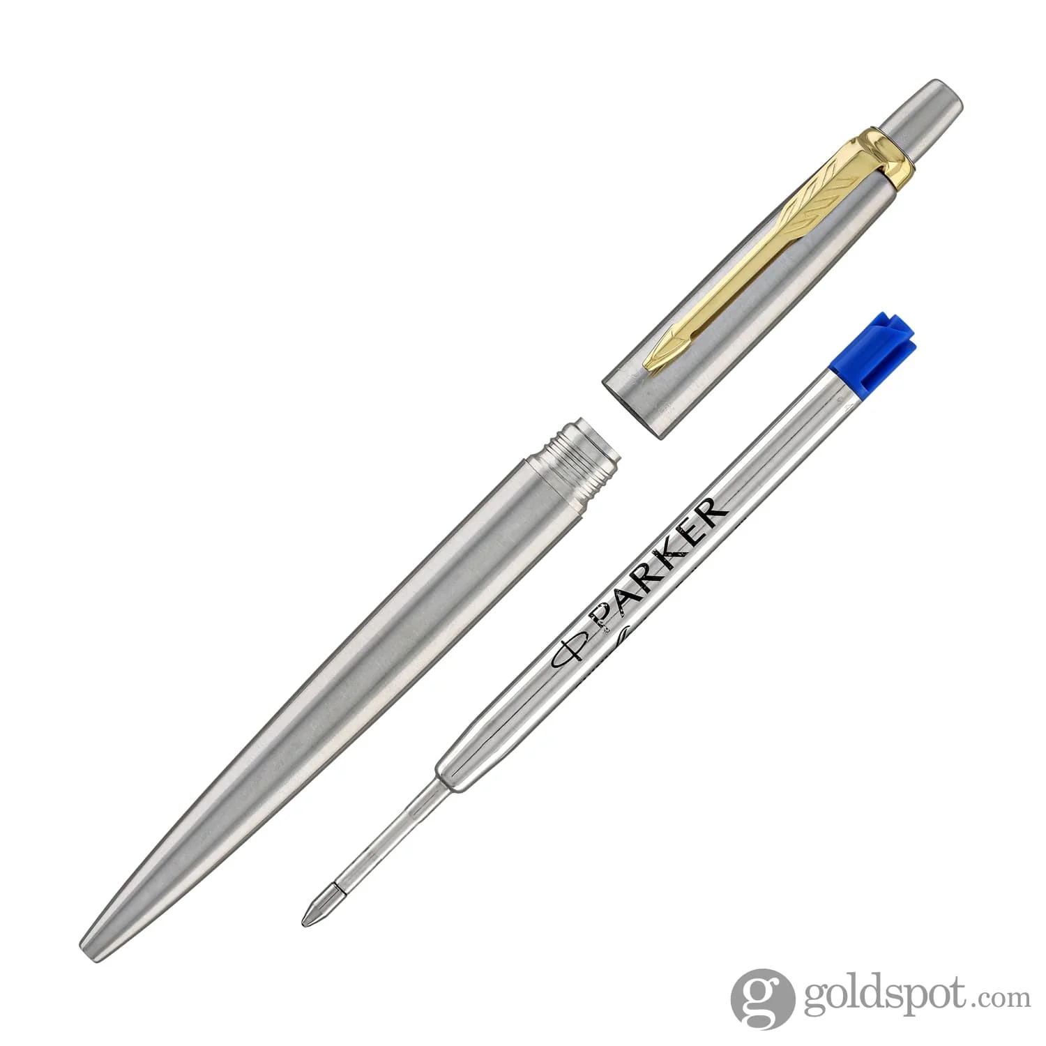 Parker Jotter Ballpoint Pen in Classic Stainless Steel with Gold Trim