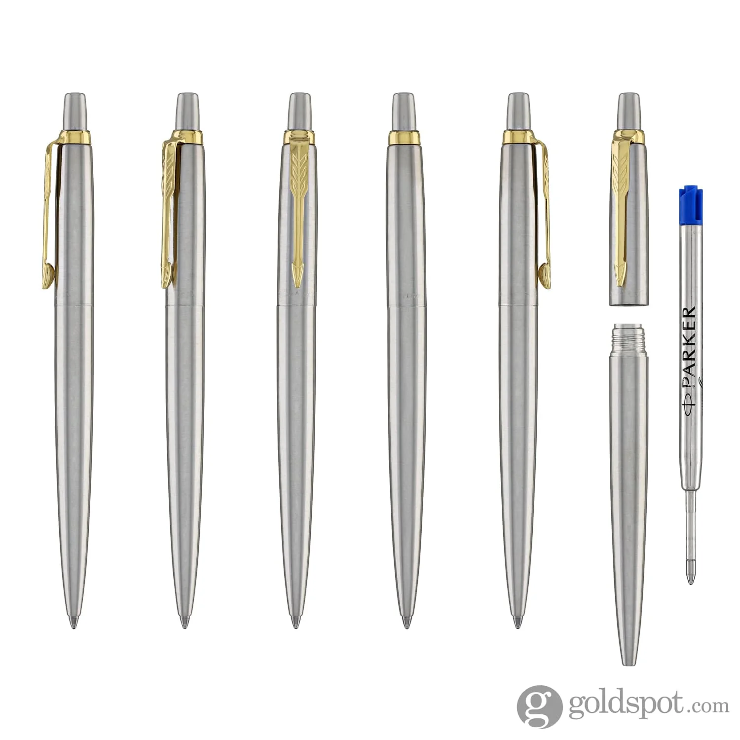 Parker Jotter Ballpoint Pen in Classic Stainless Steel with Gold Trim