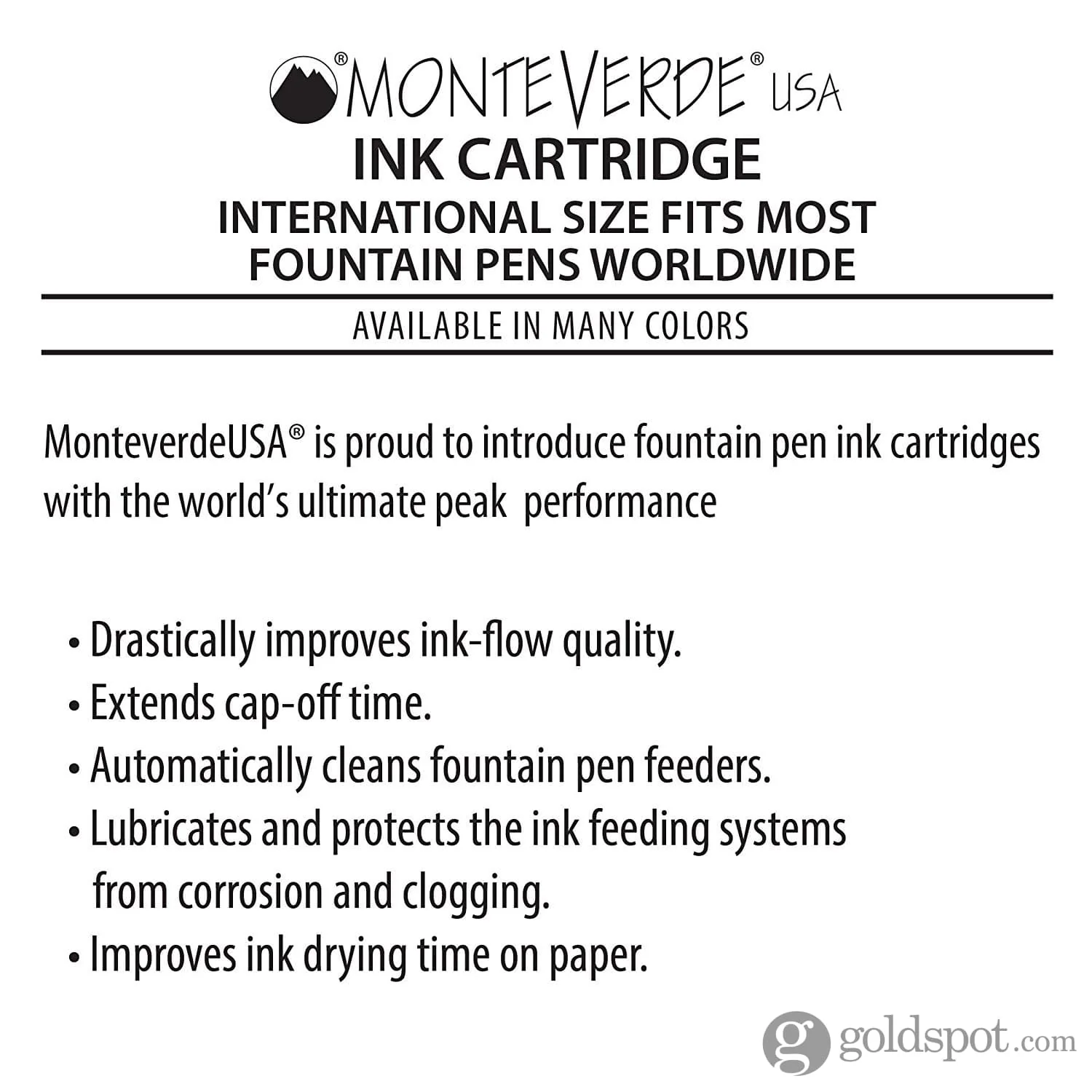 Monteverde Ink Cartridges International Size in Blue/Black - Pack of 6