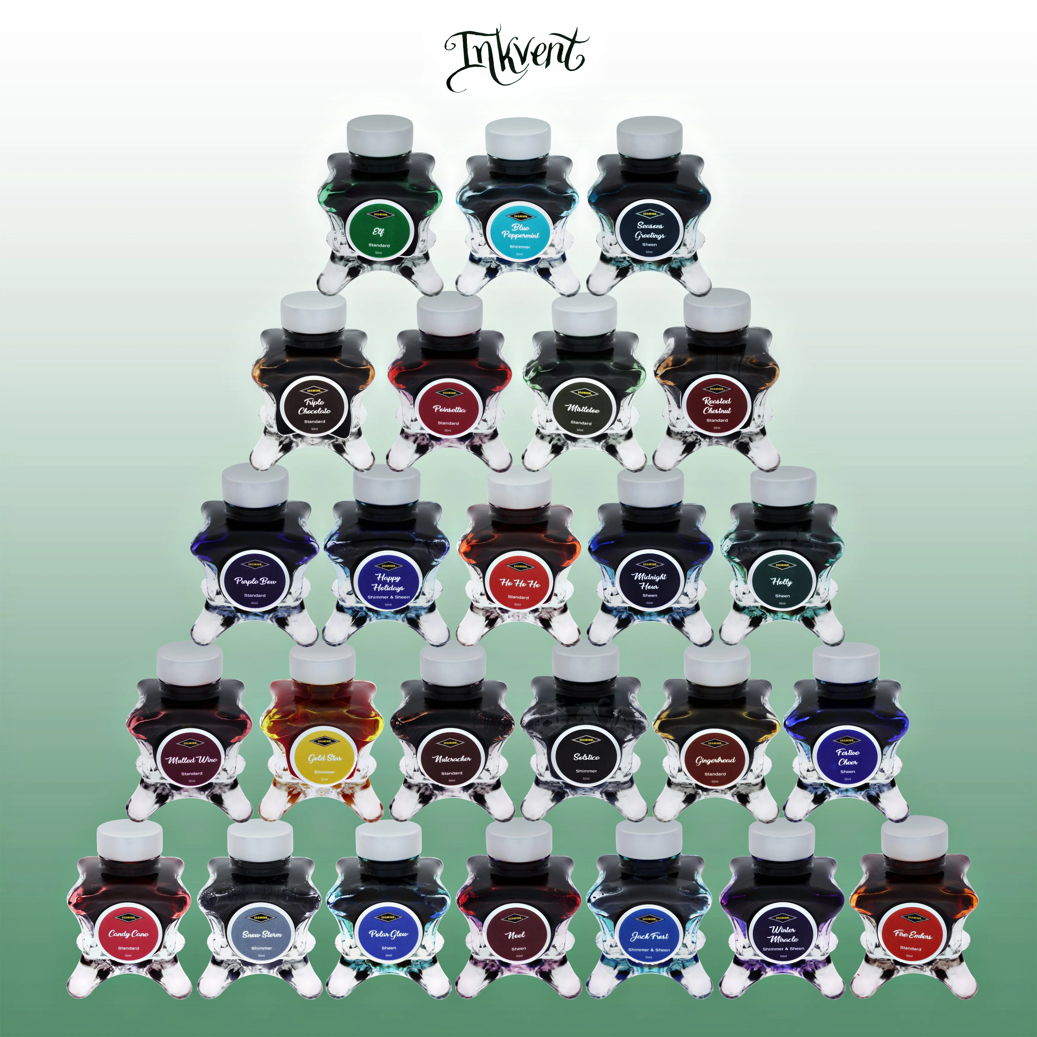Diamine Inkvent Blue Edition Sheen Bottled Ink in Polar Glow - 50 mL