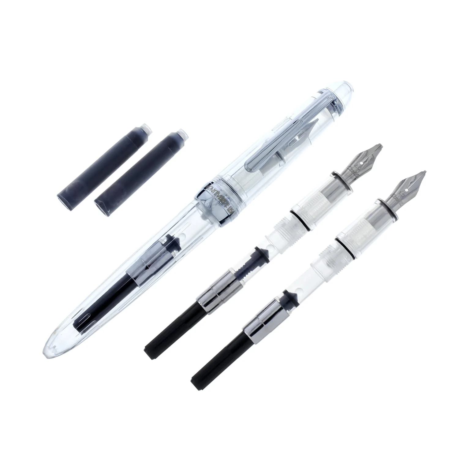 Monteverde Monza Fountain Pen in Crystal Clear - Fine, Medium and Omniflex Nibs - Pack of 3