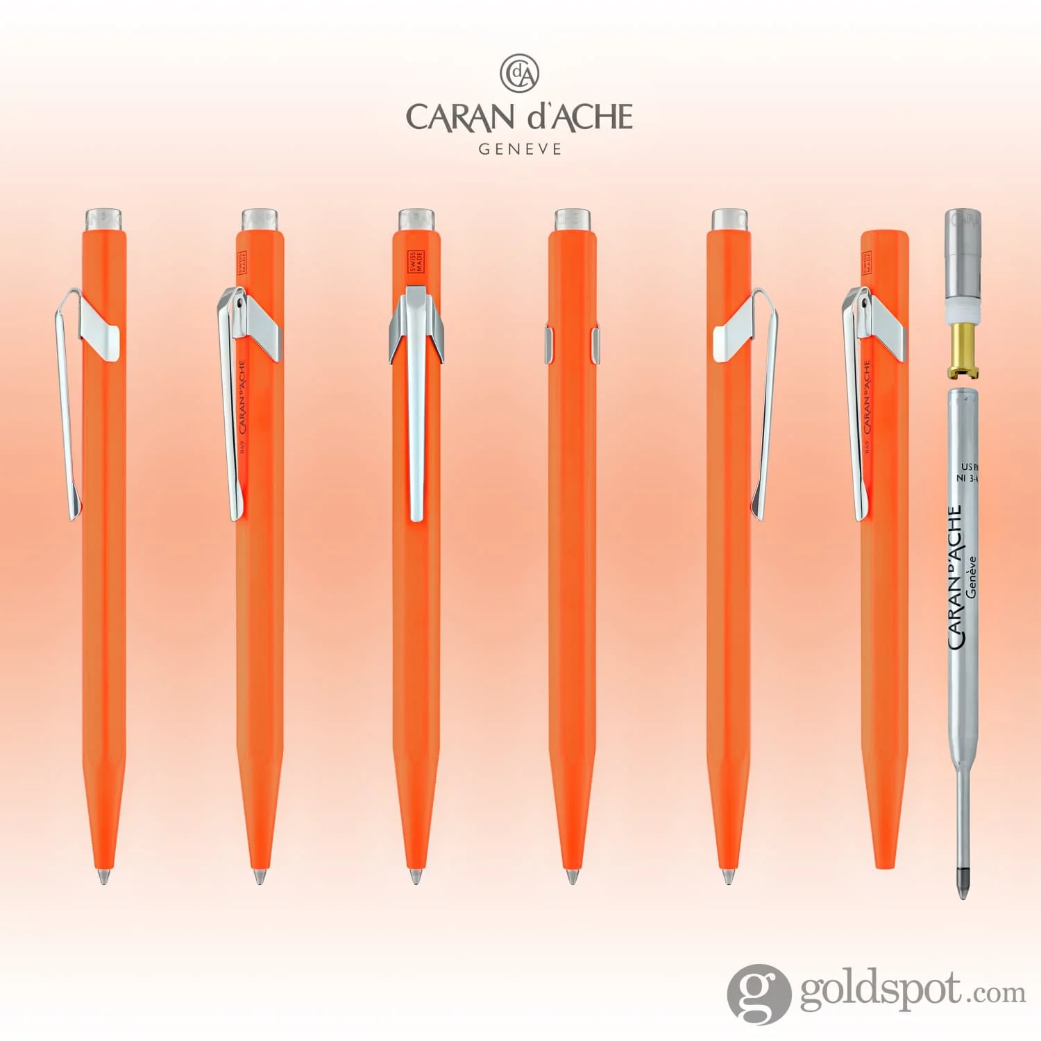 Caran d'Ache 849 Metal Ballpoint Pen in Fluorescent Orange
