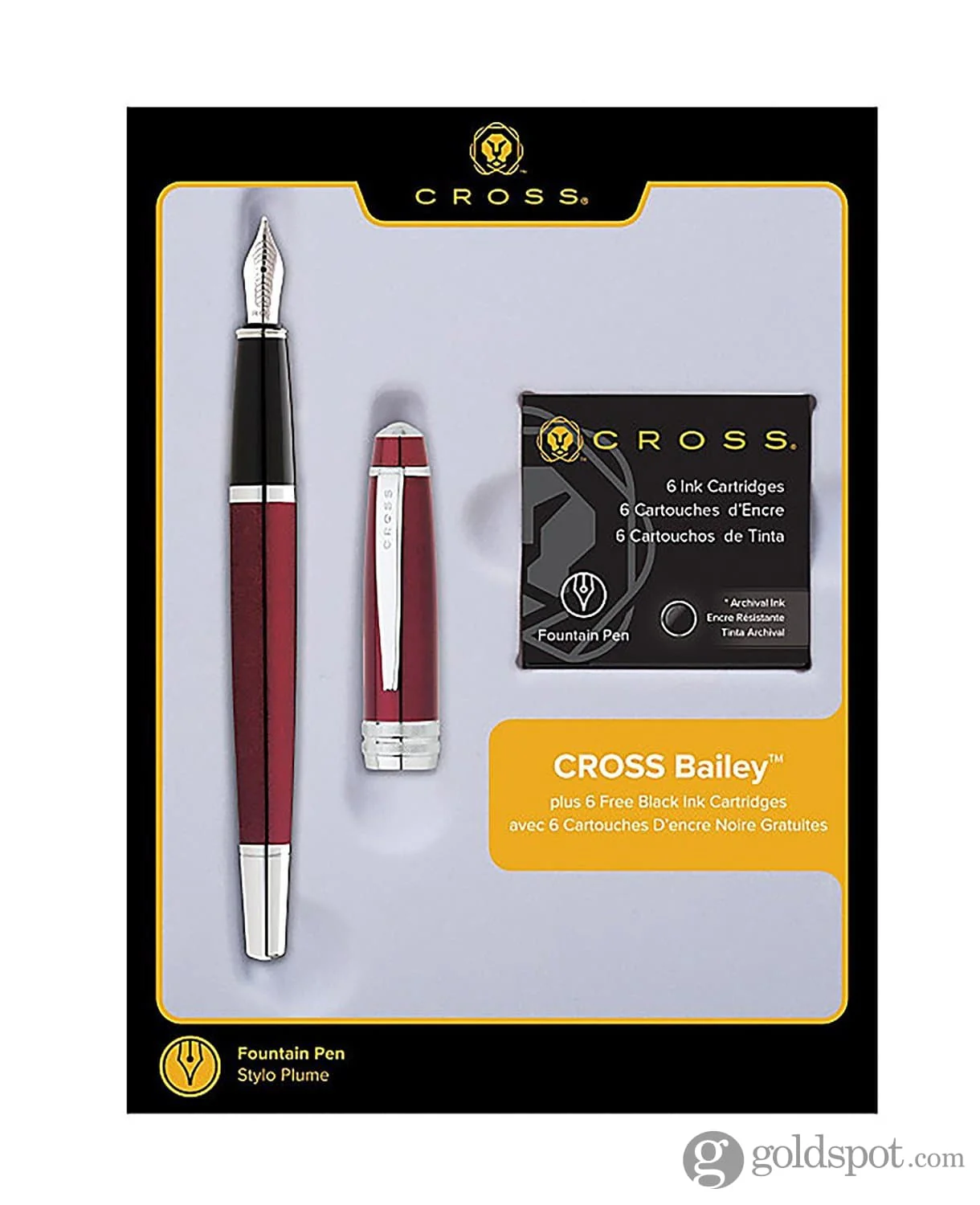 7071-cross-bailey-fountain-pen-in-red-lacquer-medium-point-10.webp Cross Bailey Fountain Pen in Red Lacquer - Medium Point