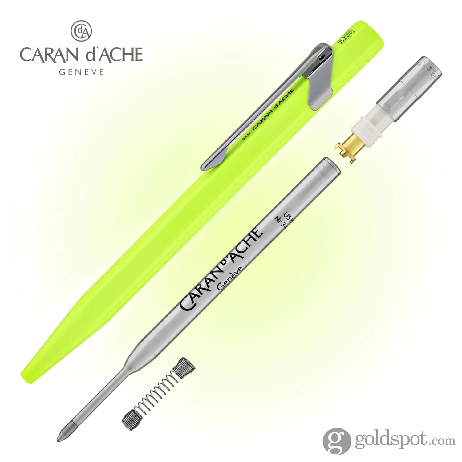 Caran d'Ache 849 Metal Ballpoint Pen in Fluorescent Yellow