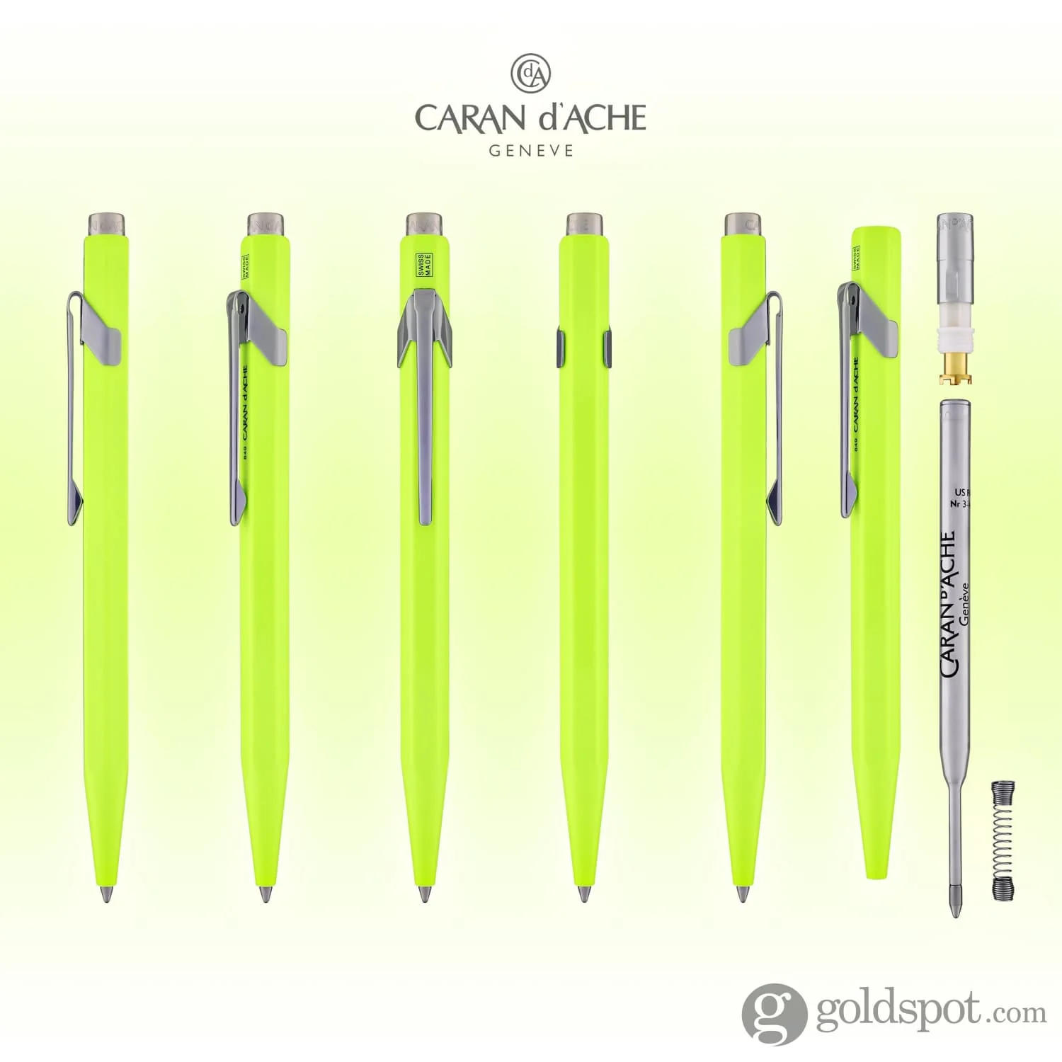 Caran d'Ache 849 Metal Ballpoint Pen in Fluorescent Yellow