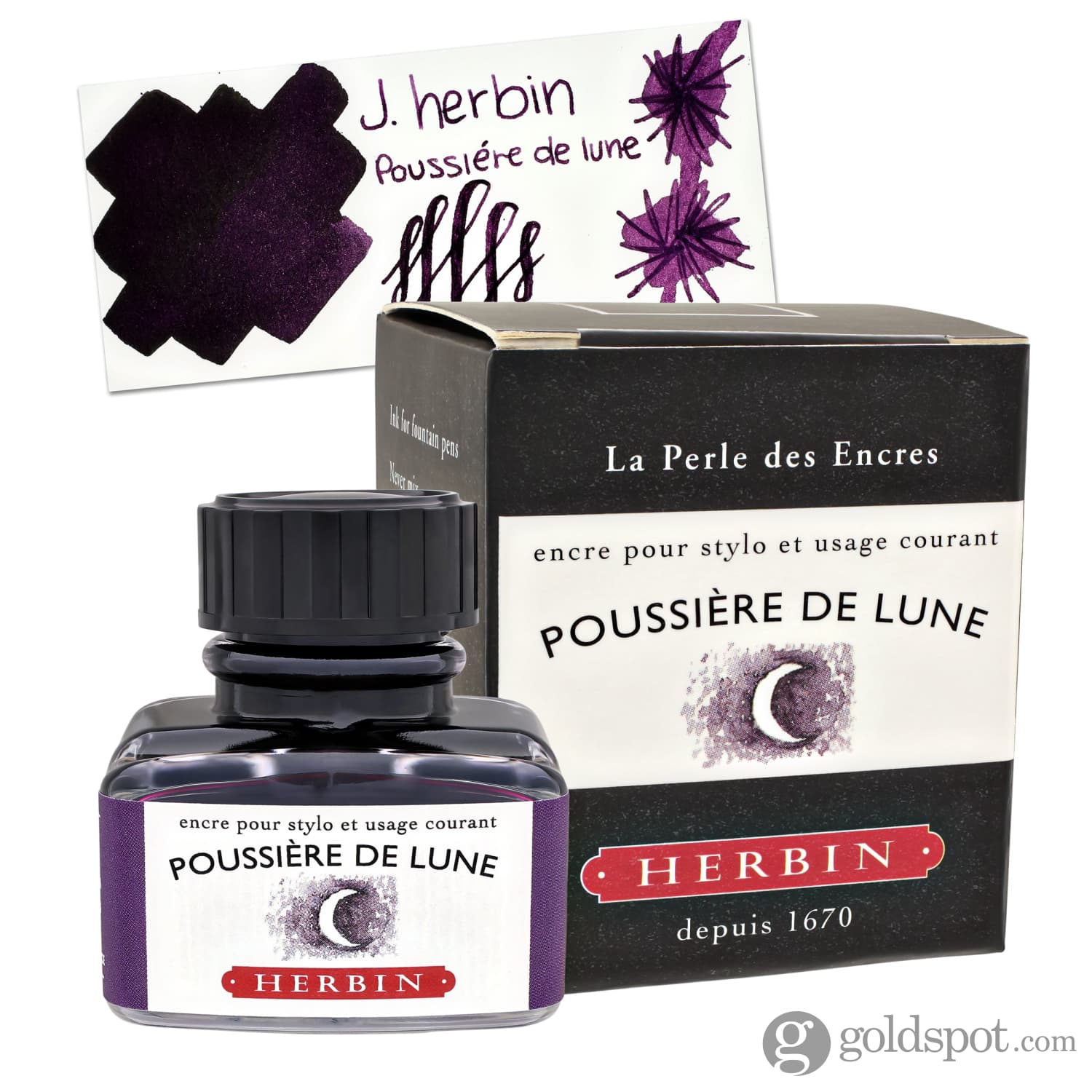 J. Herbin Poussière de Lune (Moondust Purple) Bottled Fountain Pen Ink and Cartidges