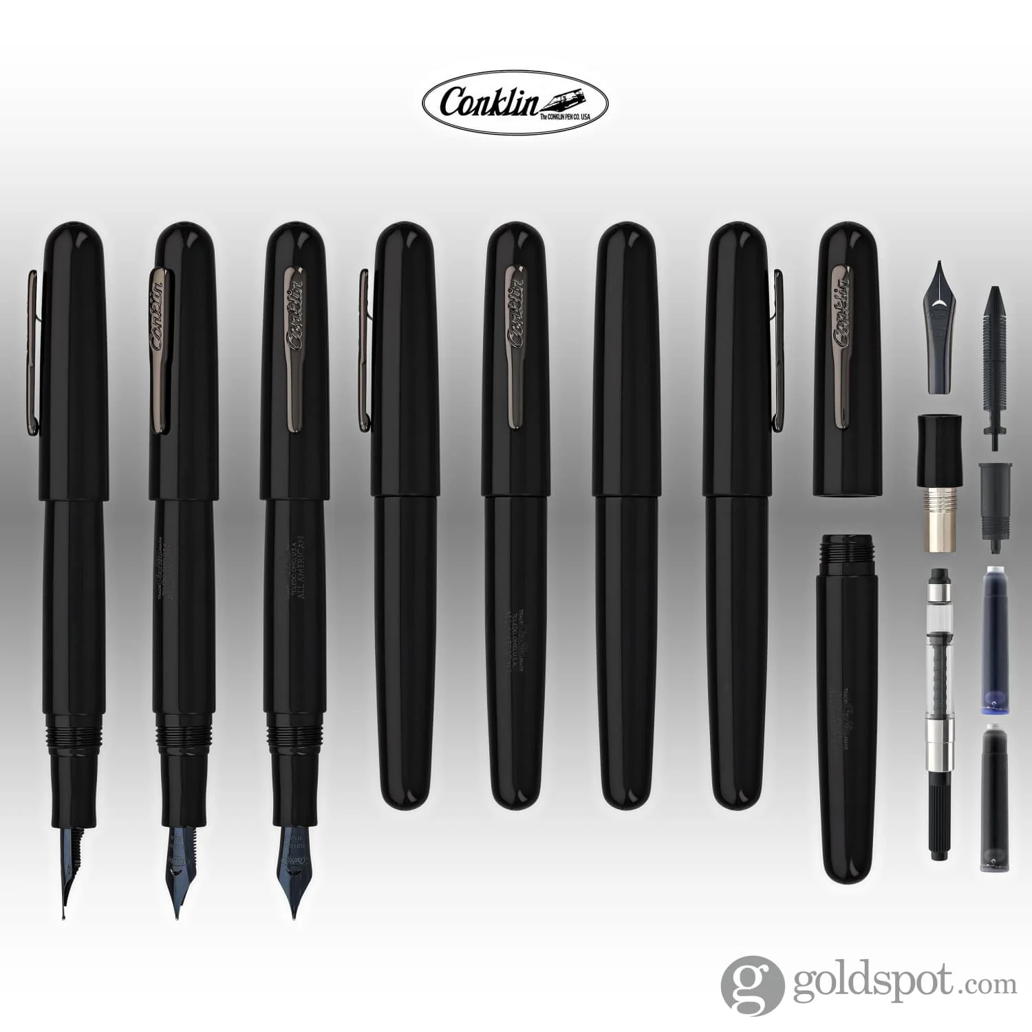 Conklin All American Fountain Pen in Raven Black