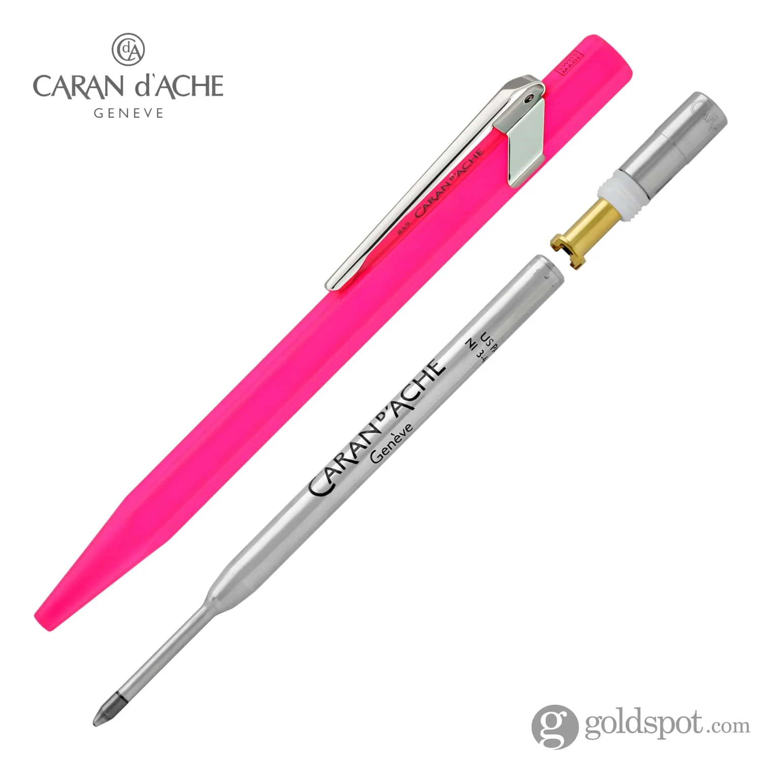 Caran d'Ache 849 Metal Ballpoint Pen in Fluorescent Pink