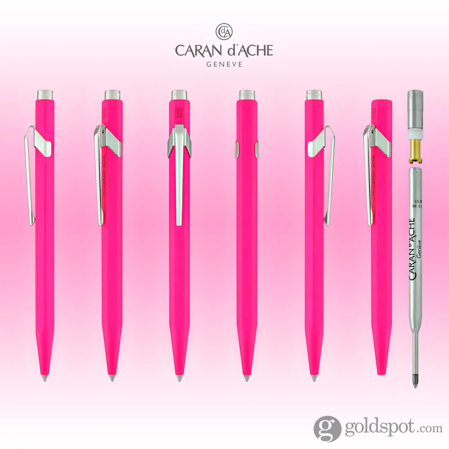 Caran d'Ache 849 Metal Ballpoint Pen in Fluorescent Pink