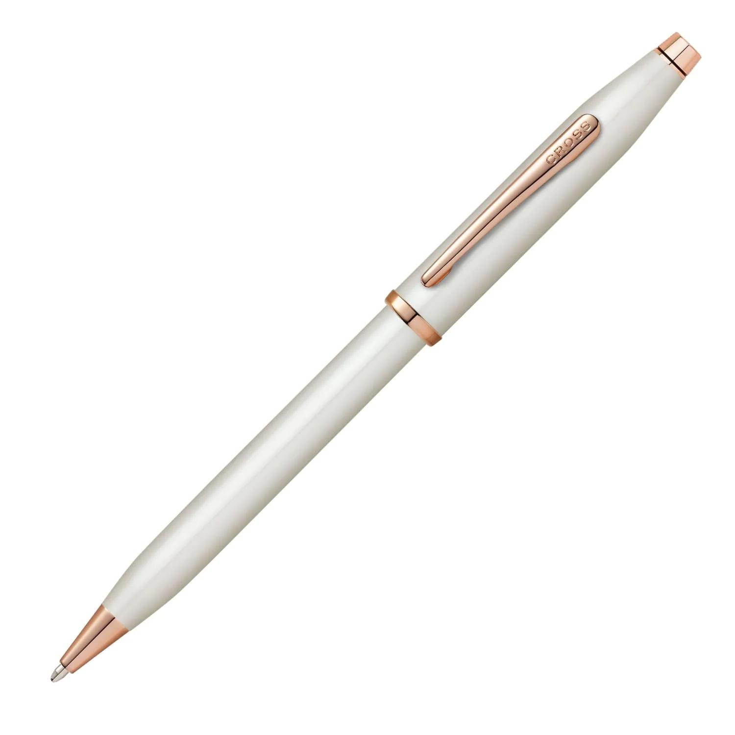 7400-cross-century-ii-ballpoint-pen-in-pearlescent-white-lacquer-with-rose-gold-trim-1.webp Cross Century II Ballpoint Pen in Pearlescent White Lacquer with Rose Gold Trim