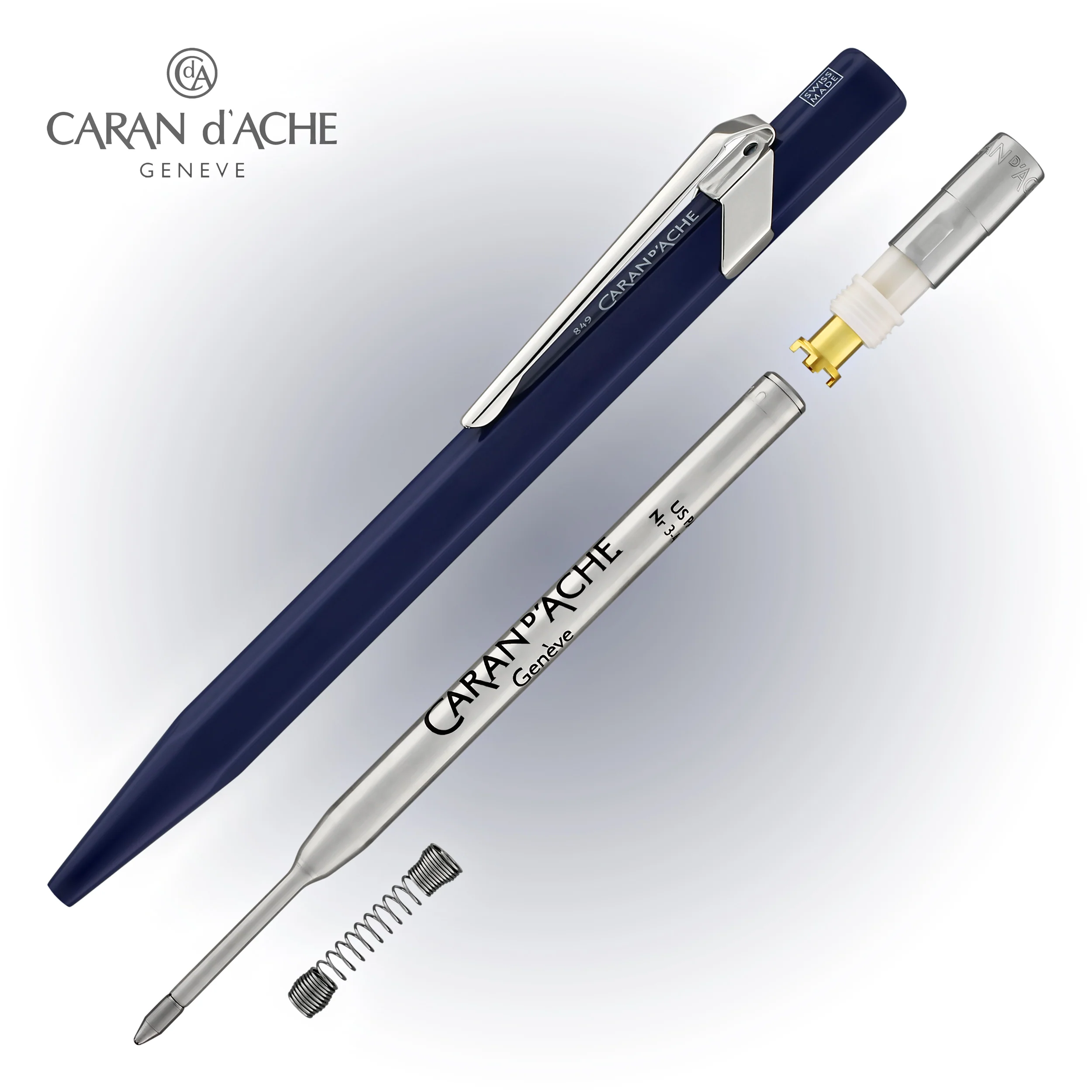 Caran d'Ache 849 Metal Ballpoint Pen in Sapphire Blue