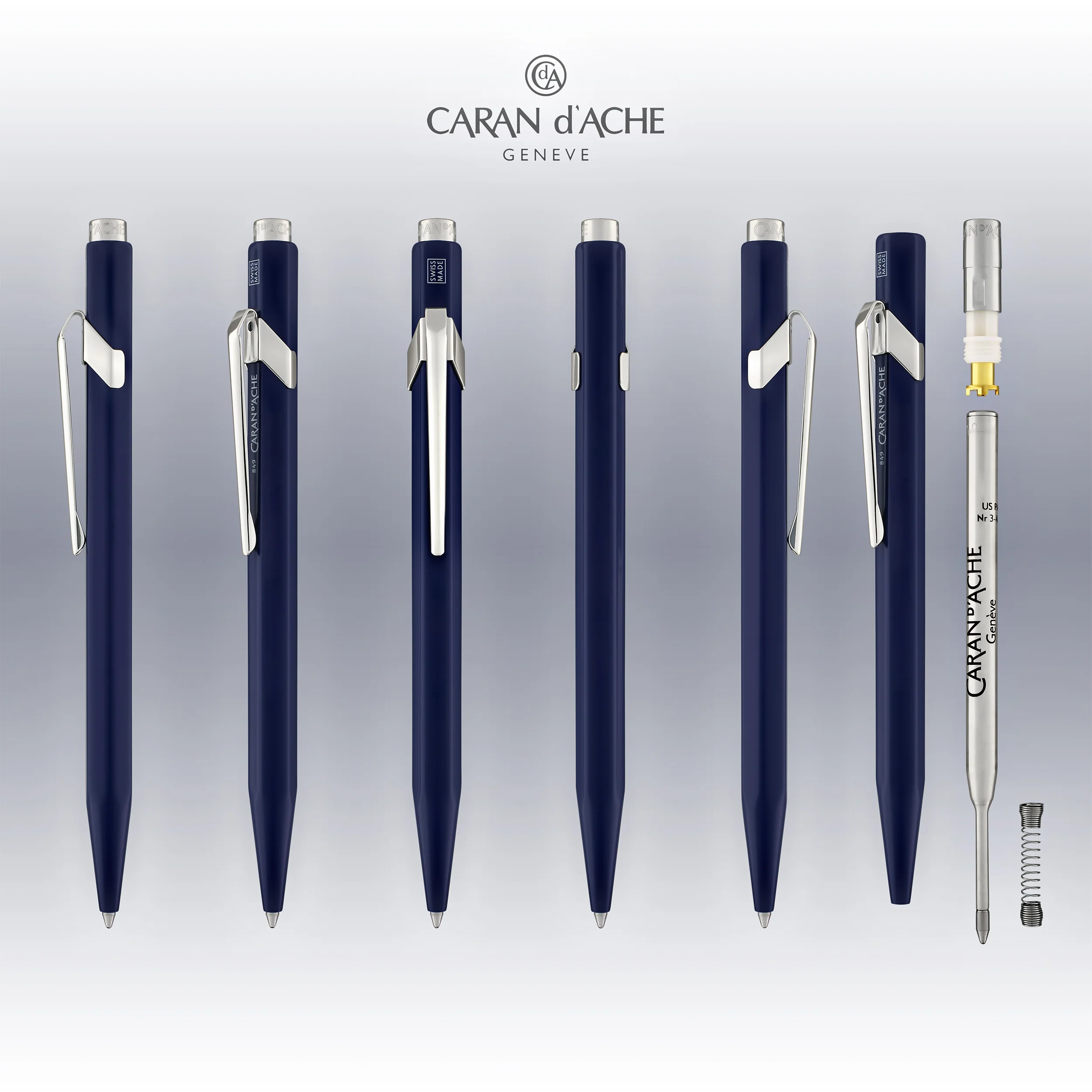Caran d'Ache 849 Metal Ballpoint Pen in Sapphire Blue