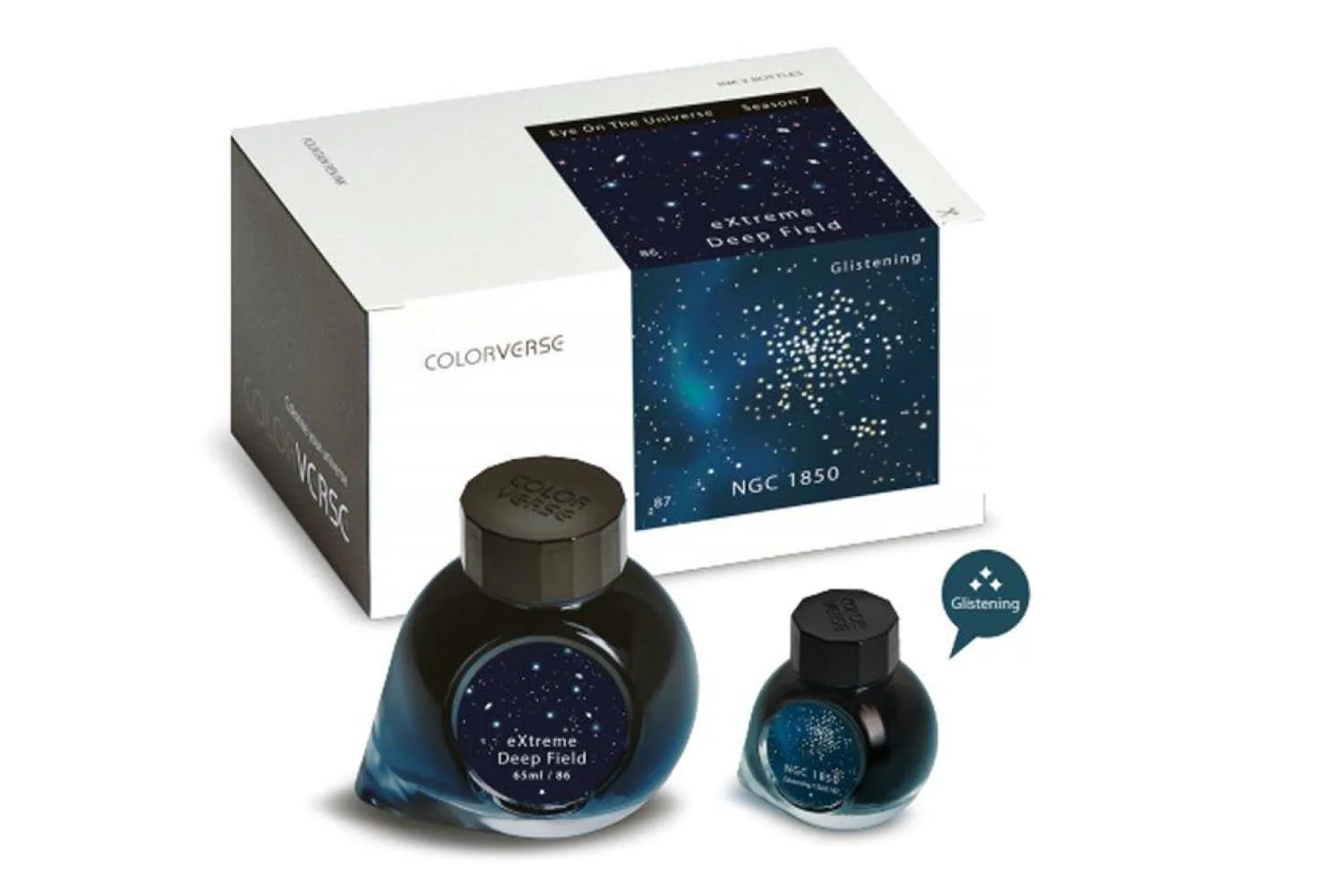 7466-colorverse-eye-on-the-universe-bottled-ink-in-extreme-deep-field-and-ngc-1850-glistening-2-bottle-set-65ml-15ml-1.webp Colorverse Eye on the Universe Bottled Ink in Extreme Deep Field and NGC 1850 Glistening - 2 Bottle Set (65ml+15ml)