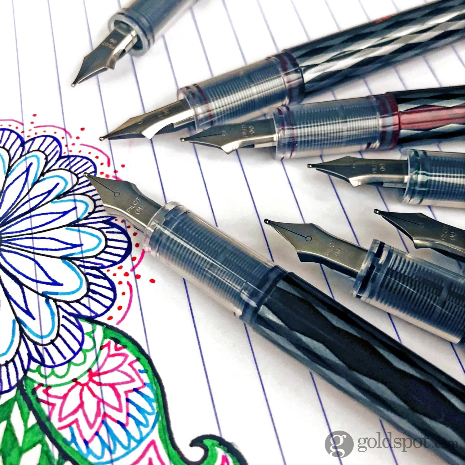 Pilot Varsity Disposable Fountain Pen in Black with Assorted Ink Colors - Medium Point - Pack of 7