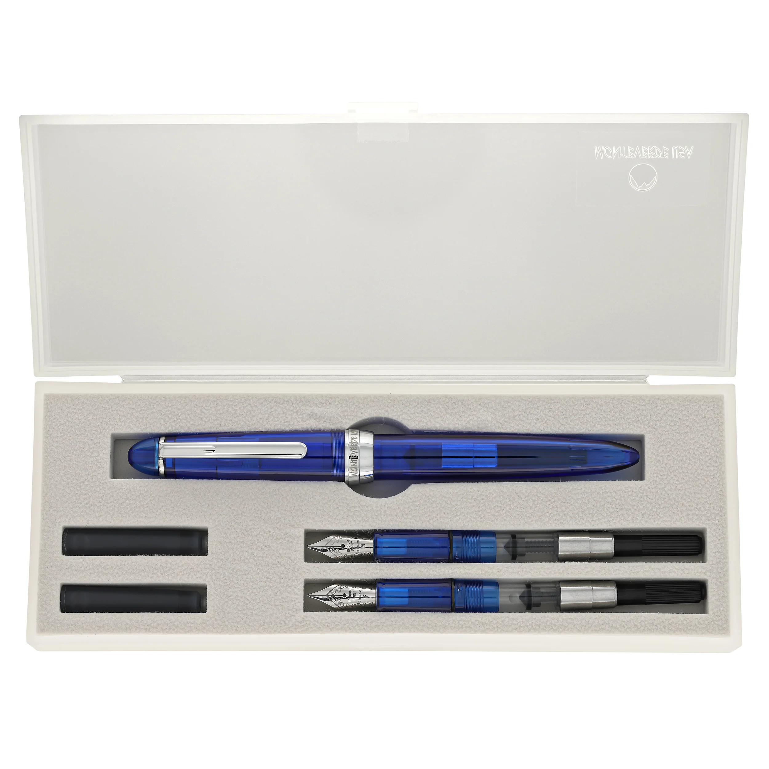 Monteverde Monza Fountain Pen in Blue - Fine, Medium and Omniflex Nibs - Pack of 3