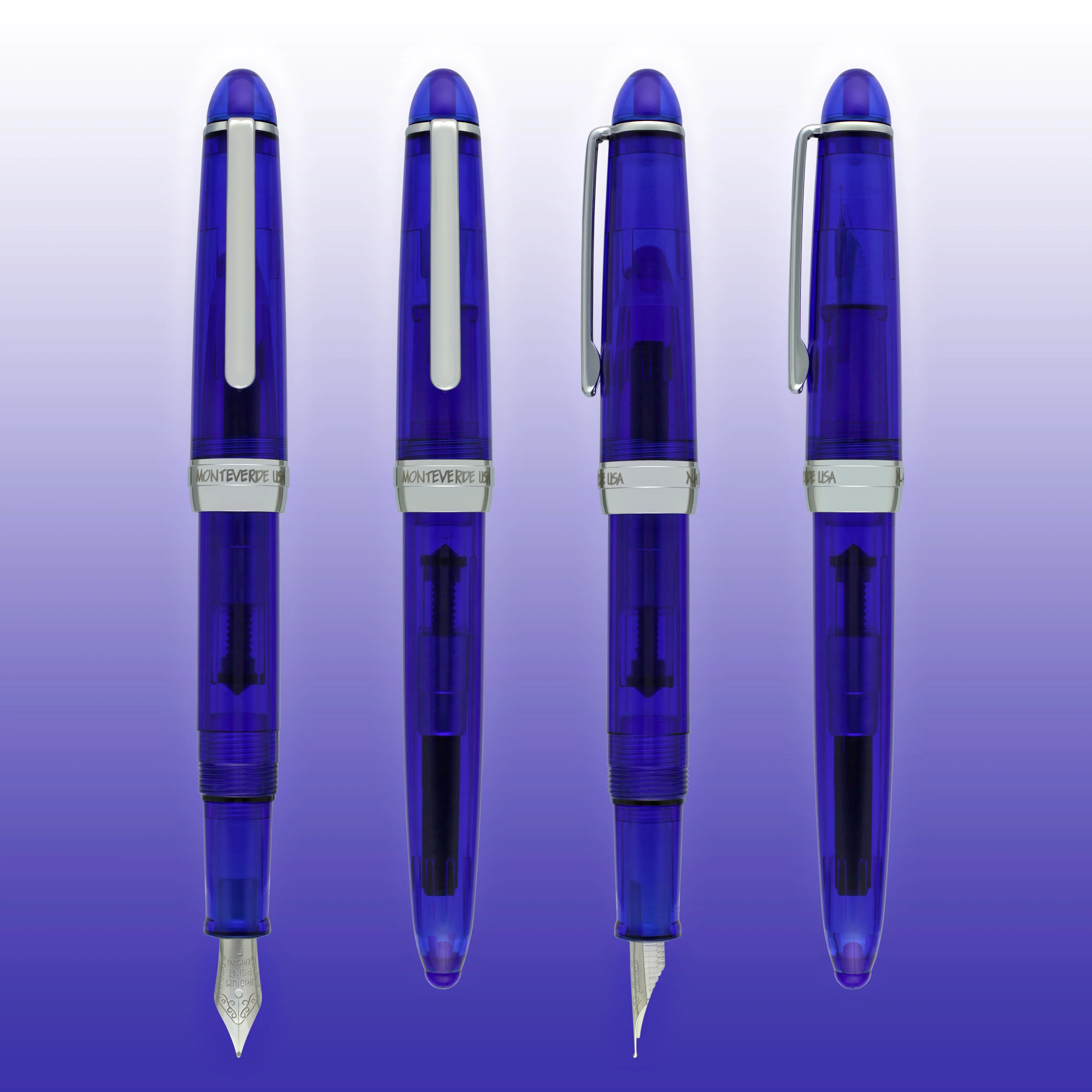 Monteverde Monza Fountain Pen in Blue - Fine, Medium and Omniflex Nibs - Pack of 3